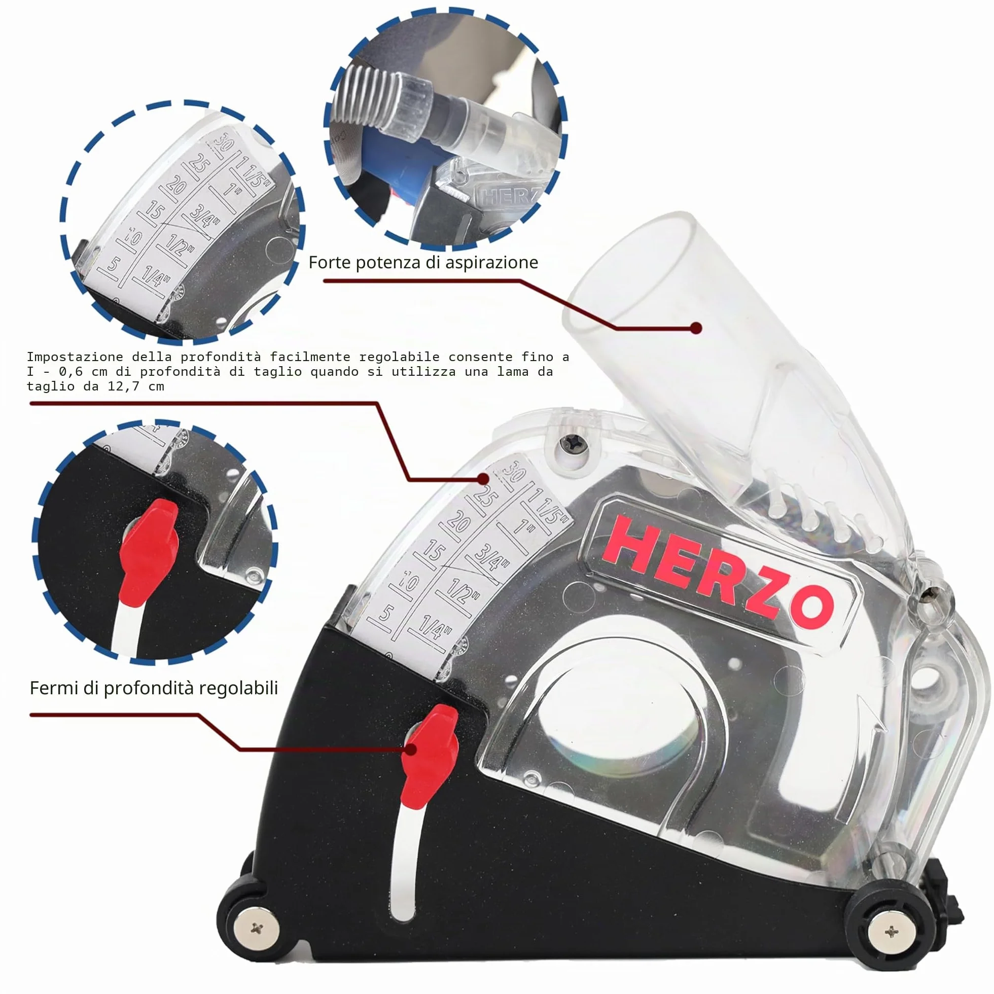 HERZO Cuffia Aspirazione con Slitta 115/125 mm