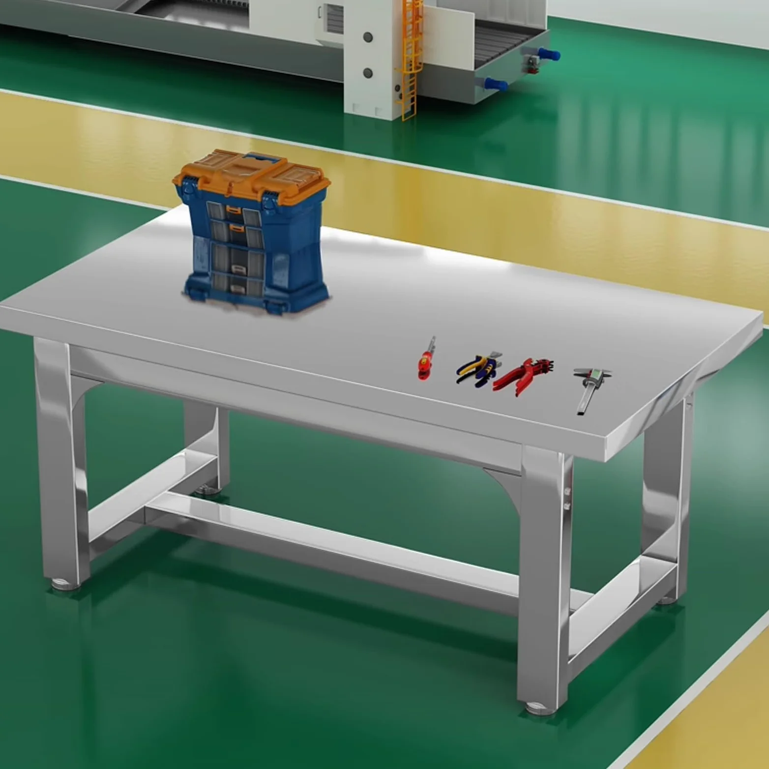 Generico Banco da Lavoro in Acciaio Inossidabile per impieghi gravosi - Tavolo da Lavoro Industriale Commerciale per Garage, progetti Fai da Te e Uso Professionale (80x60x80 cm / 31,5x23,6x31,5 polli