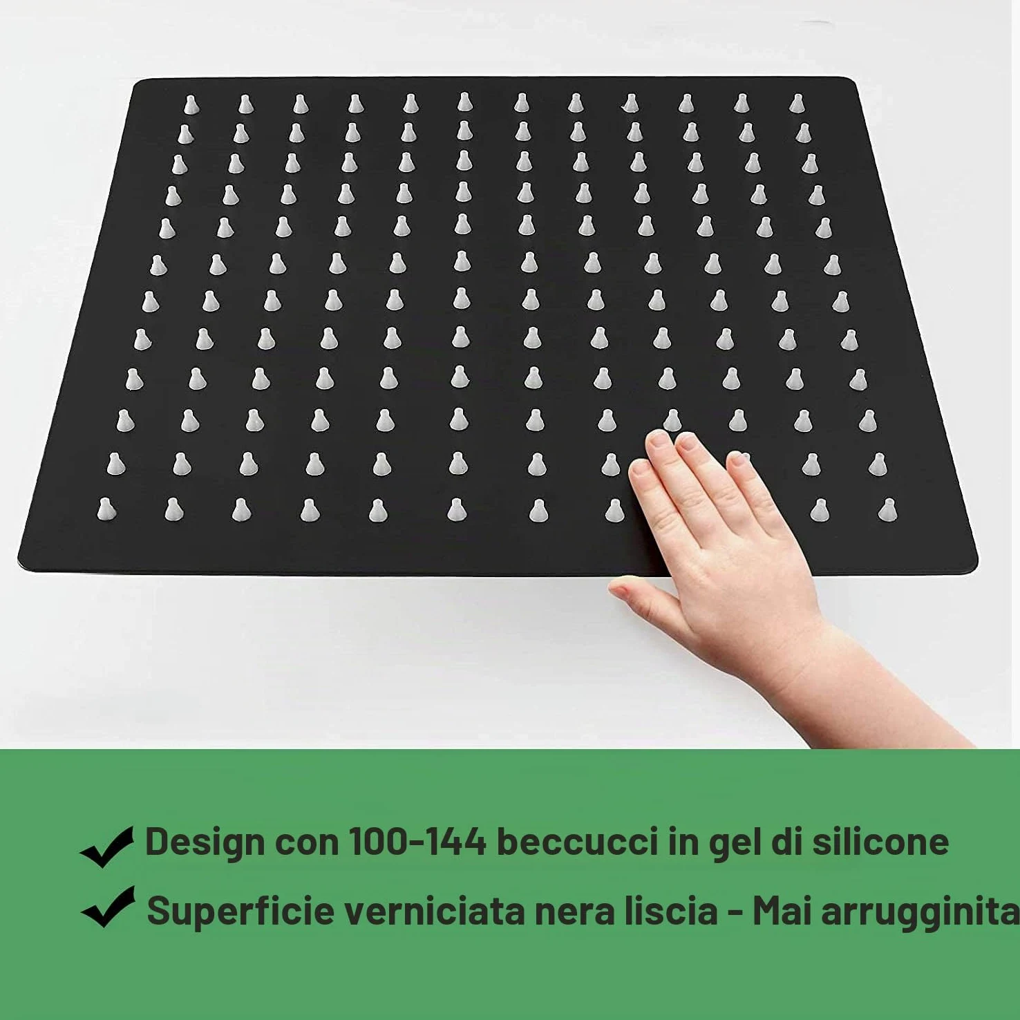 Drenky Soffione Doccia Quadrato 12 Pollici in Acciaio Inossidabile Nero - Alta Pressione, Cascata, Regolabile a 360 Gradi, Anticalcare