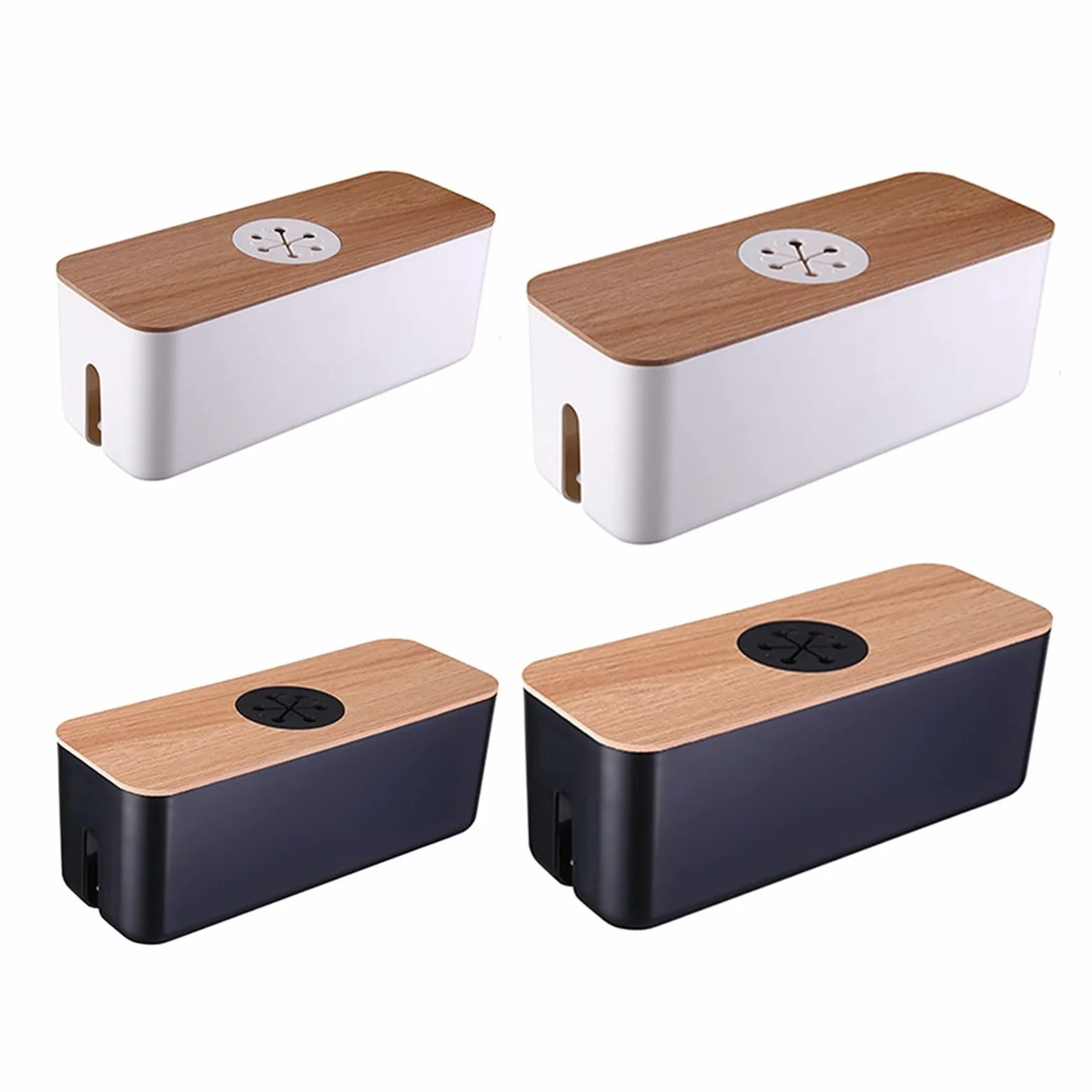 Scatola per Cavi Scatola di stoccaggio del Filo con Coperchio di Legno, Scatola di stoccaggio del Cavo della Rete del Cavo del Telefono Cellulare, Gestione del Caricatore della Famiglia Tipo Nascosto