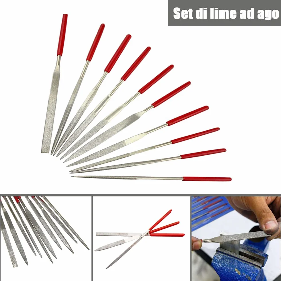 Set di Lime Diamantate in Titanio 10 Pezzi, Lime ad Ago di Precisione Multifunzionale