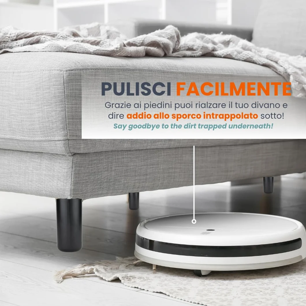 Piedi Letto Contenitore Divano PVC Nero Piedini Mobili Gambe Letto Tavolini Poltrone Altezza 10 cm Diametro Vite 1 CM