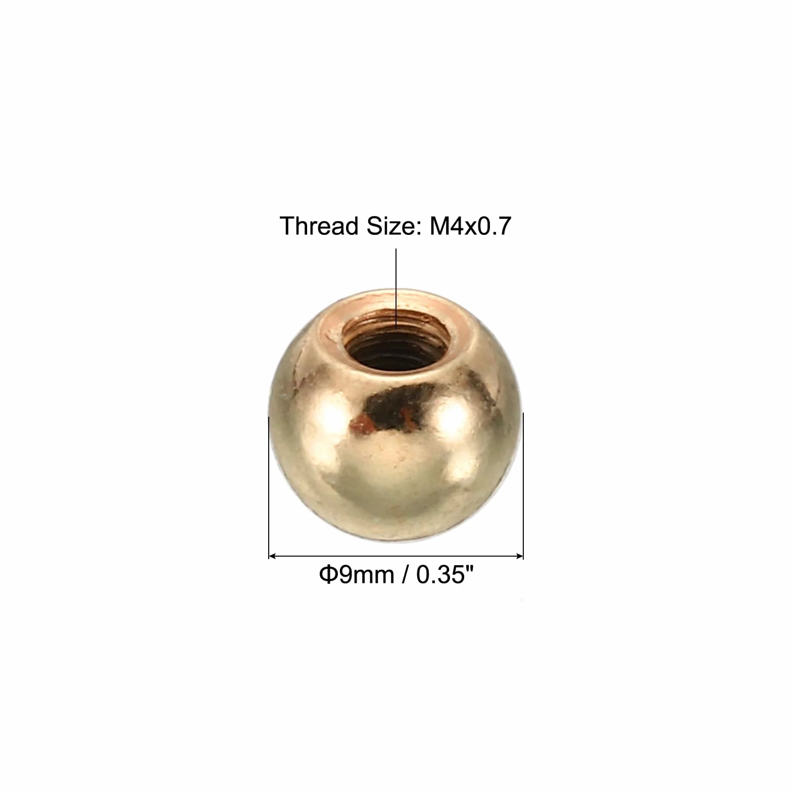 PATIKIL M4 x 9mm Dadi a Sfera Pomelli, Tappi a Sfera Acciaio Maniglia Foro Cieco, Tonalità Oro