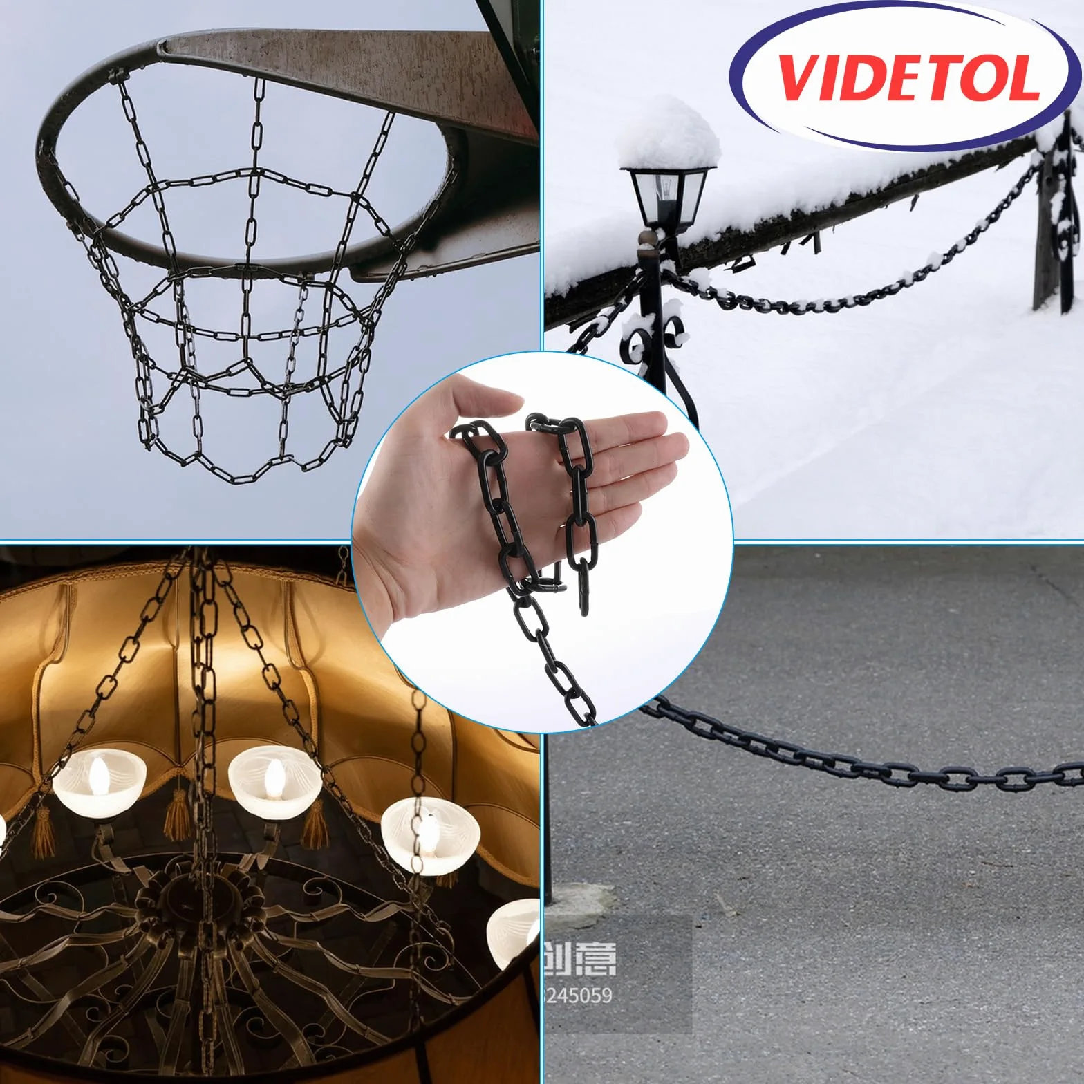 Catena in acciaio inox 304, lunghezza 9 m, maglie da 4 mm, in acciaio zincato nero saldato, per cancelli di recinzione, porte del garage, catene a battente e serratura di sicurezza per