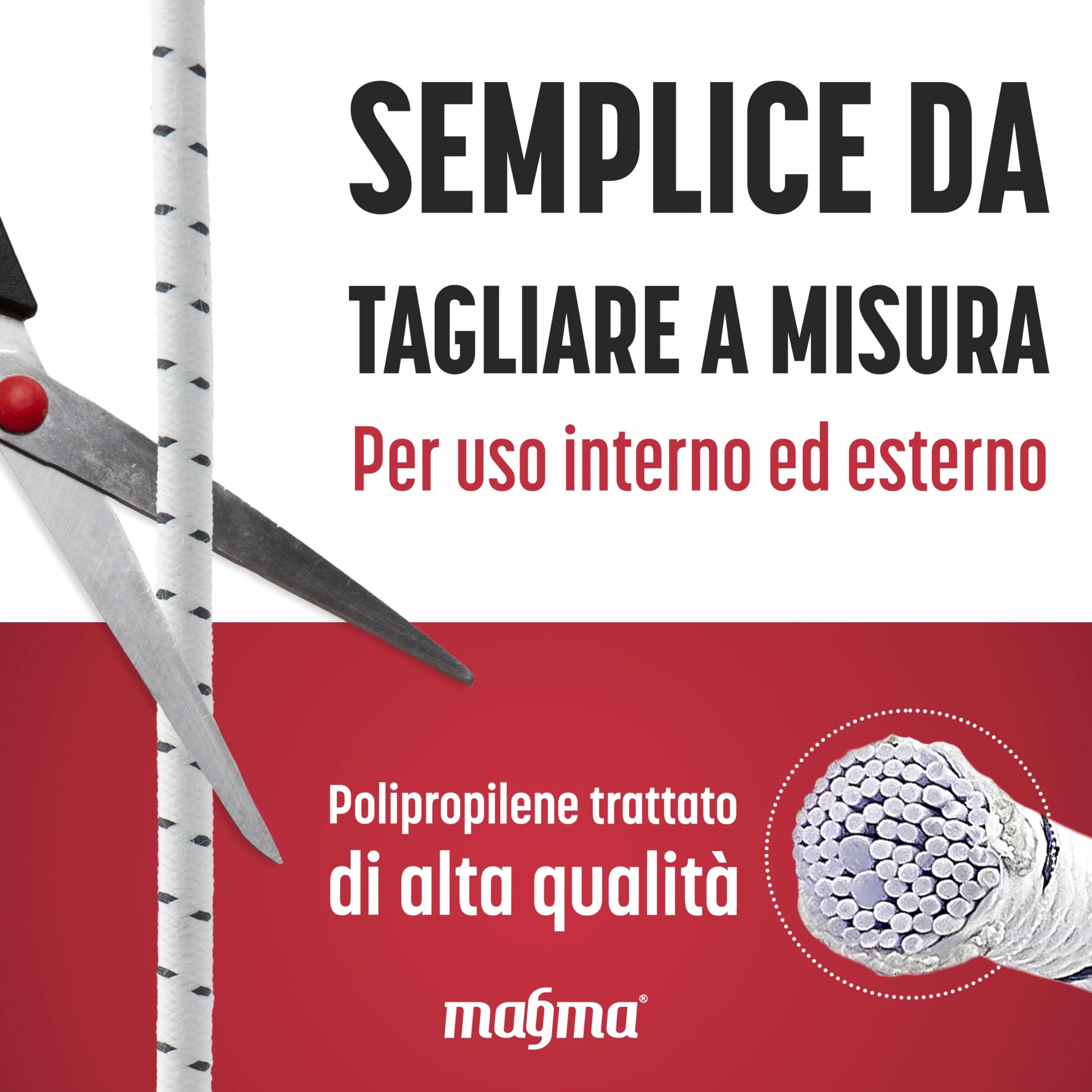 Magma Rotolo di Corda Elastica 25m | Corde Elastiche da 8 mm di Diametro per Pesca, Vela, Campeggio, e Fissaggio Teloni | Extra Forte, Per Interno, Esterno, Giardino e Auto | (Bianco)