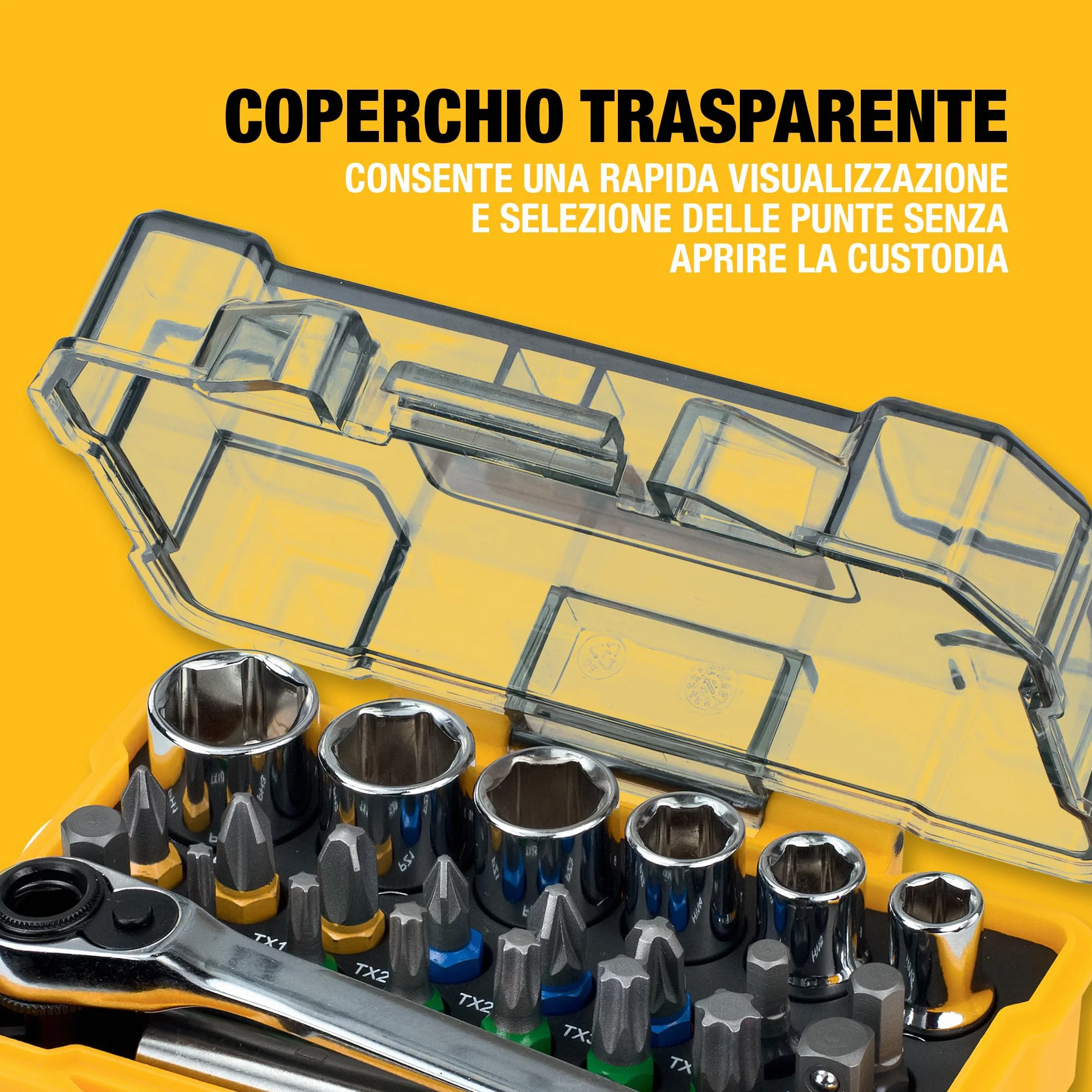 DEWALT Set di chiavi a bussola e cacciaviti extra piccoli da 25 mm (24 pezzi), DT71516-QZ