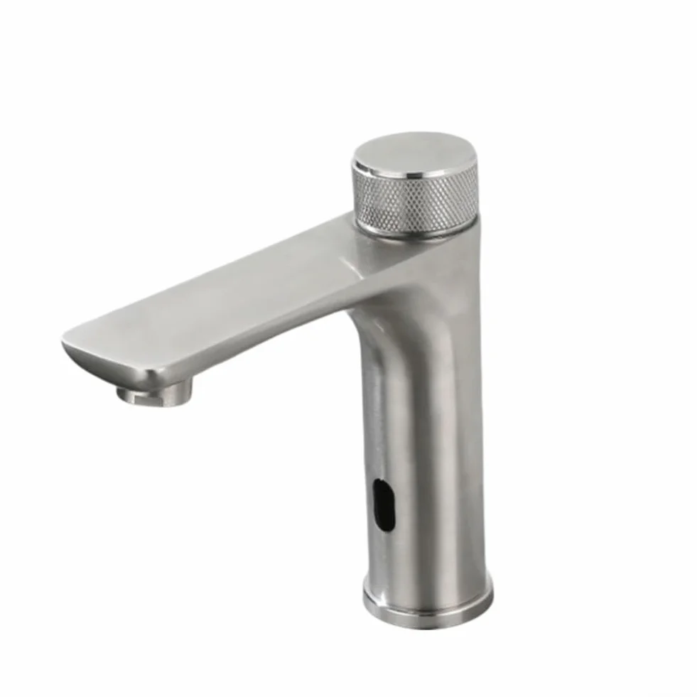Zilimontt Rubinetto con sensore a infrarossi, in acciaio inox, touchless, automatico per lavabo, miscelatore per acqua calda e fredda