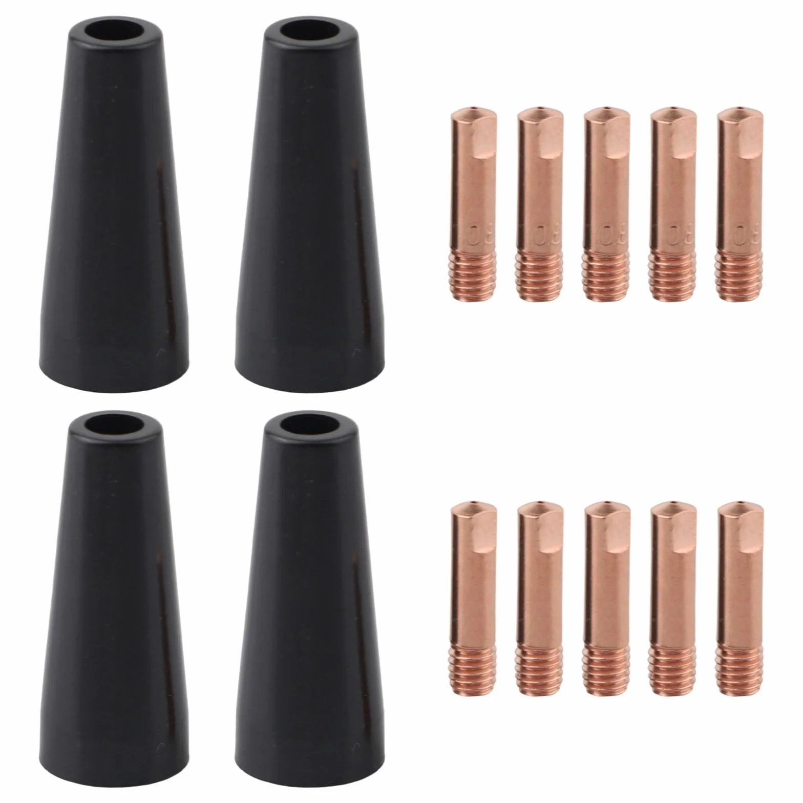 Punte per ugelli saldatura MIG senza gas compatibili 14AK 15AK 4 ugelli 10 punte rame