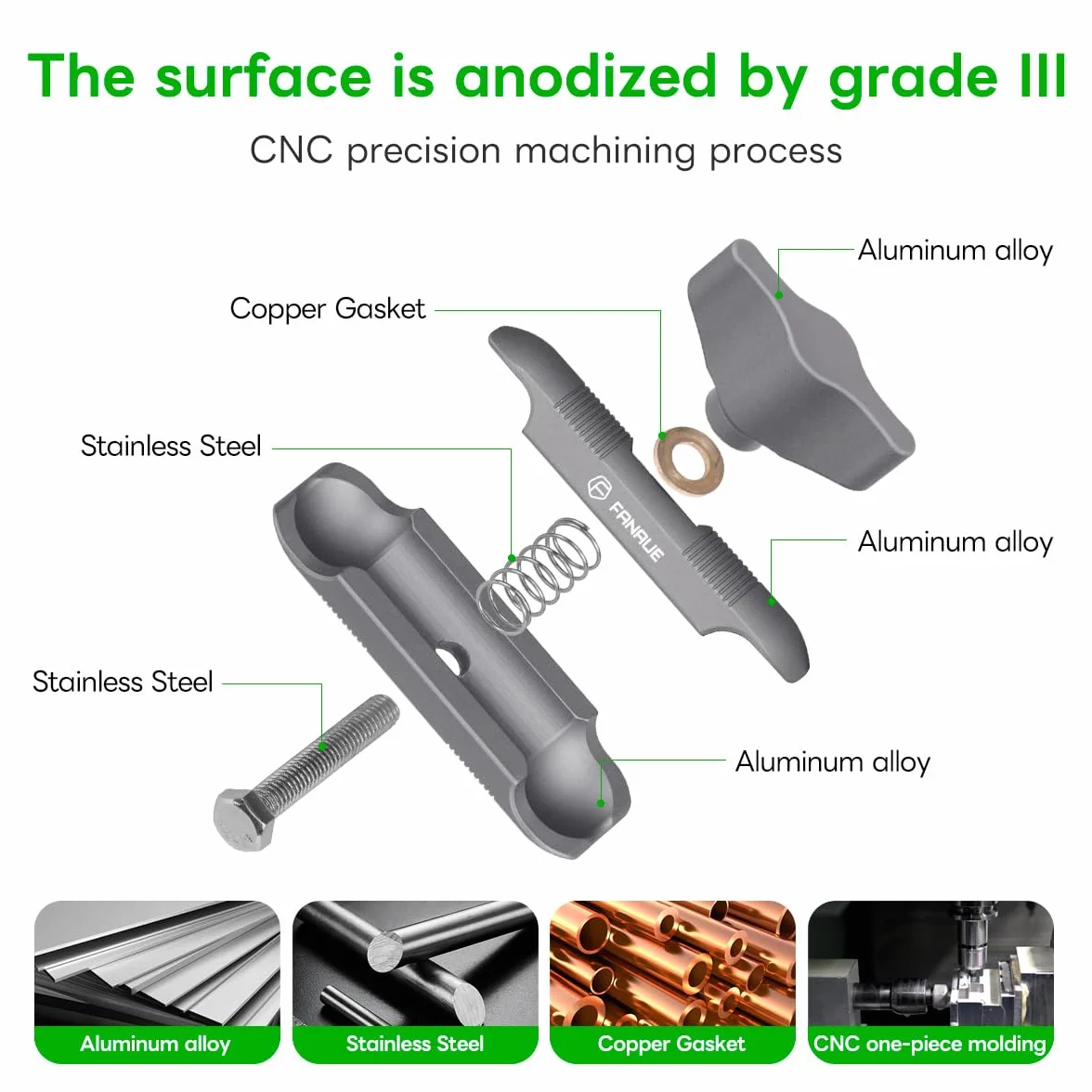 FANAUE Braccio a doppia presa compatibile con sfera da 17 mm, lega di alluminio, compatibile con supporto GPS Garmin e supporto per telefono per bici e moto