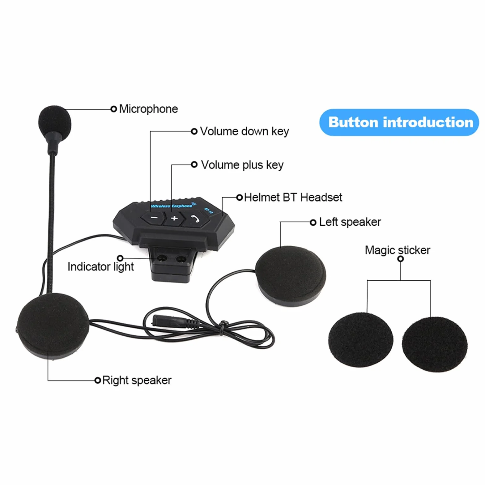Yosoo Health Gear Casco Moto Auricolare, Cuffie Casco Moto Bluetooth, Riduzione del Rumore Auricolari Bluetooth Casco, 4.0 type of CSR BT Chip, Auricolare Hi-Fi, Offrono Prestazioni Audio