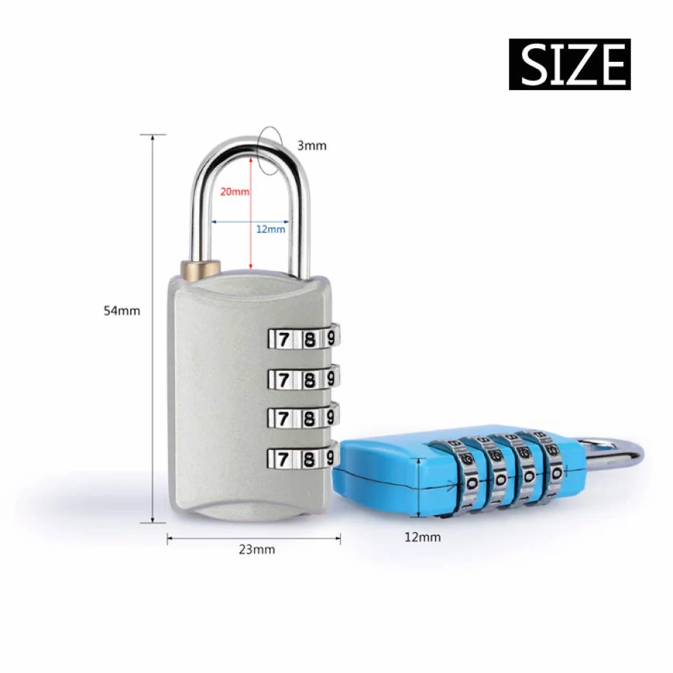 Lucchetti a combinazione， Lucchetti per valigie Lucchetto con password a 4 cifre, lucchetto di sicurezza for valigia e bagaglio, lucchetto for armadietto della palestra(Silver,Silver)