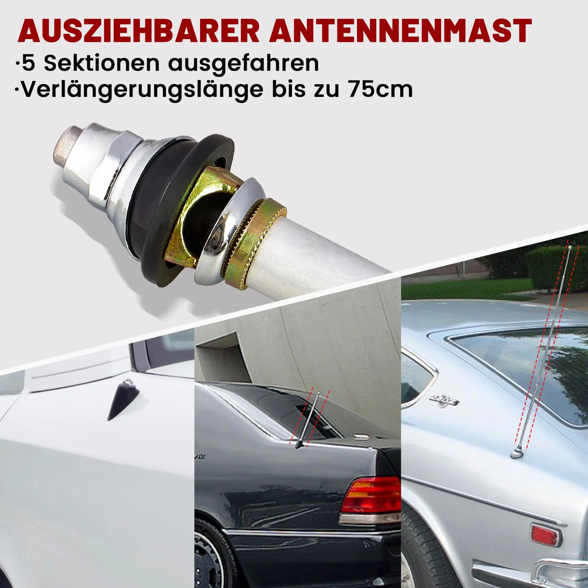 RED WOLF Antenna elettrica per auto, FM/AM, kit antenna automatica per Honda, Ford, Toyota, Opel, Peugeot, Jeep, Jaguar, Mercedes, Vauxhall Nissan, 12 V