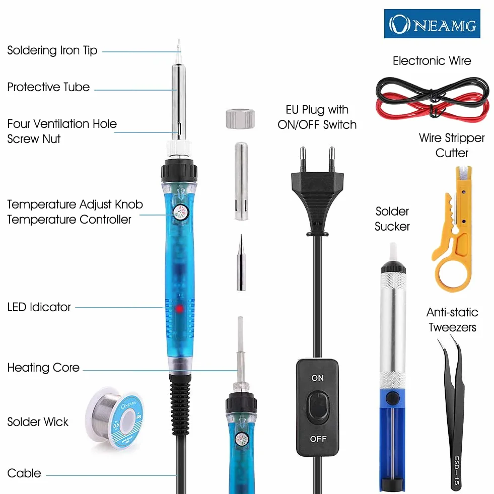 Saldatore Kit 60W 220V Saldatura a Stagno Professionale con Valigetta