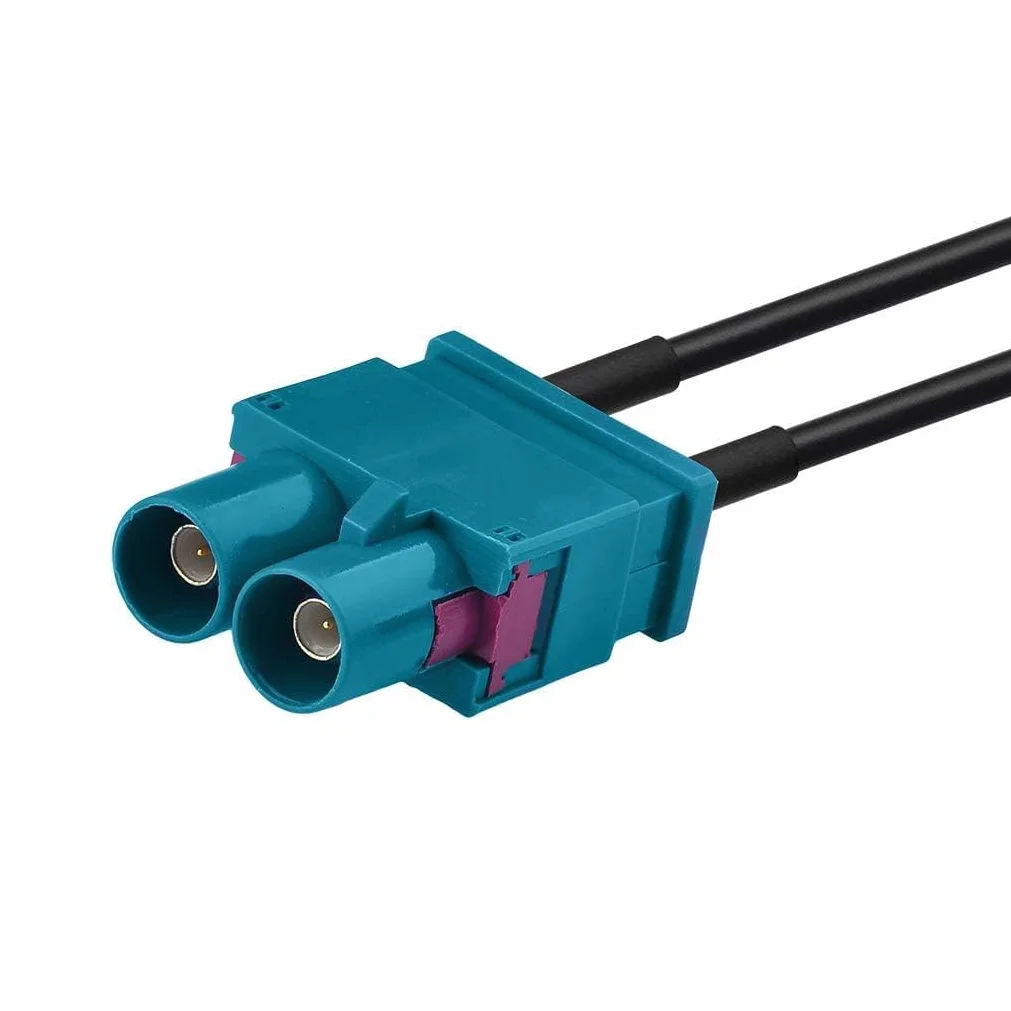 Bingfu Amplificatore Segnale Antenna Autoradio Auto, Adattatore da Doppio Maschio Fakra a Spina DIN per Volkswagen VW Golf Polo Audi BMW Unità Principale