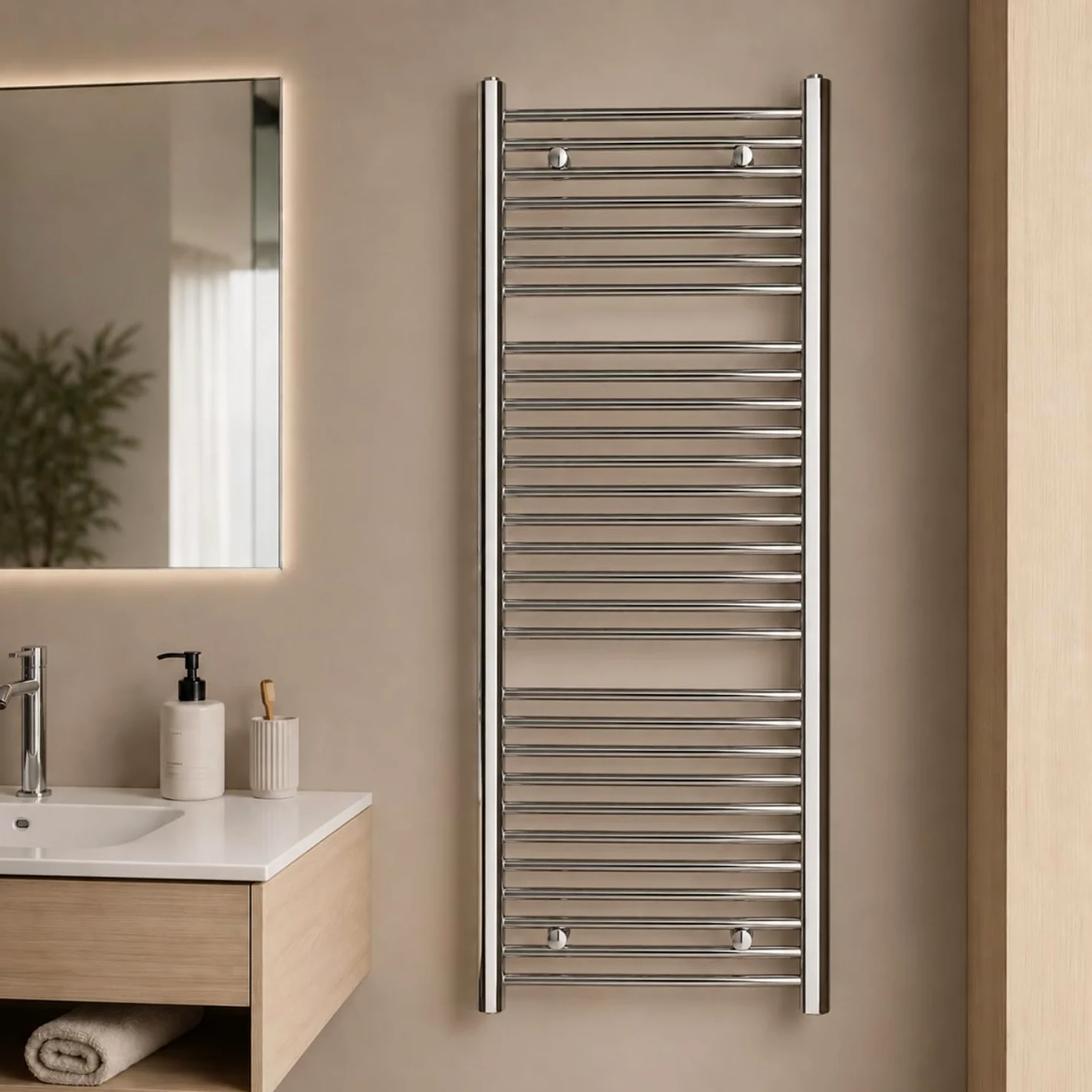 OGOMONDO Termoarredo Cromato Bagno Acciaio Calorifero Termosifone Misure: H1650xL600xI550 31 Tubi