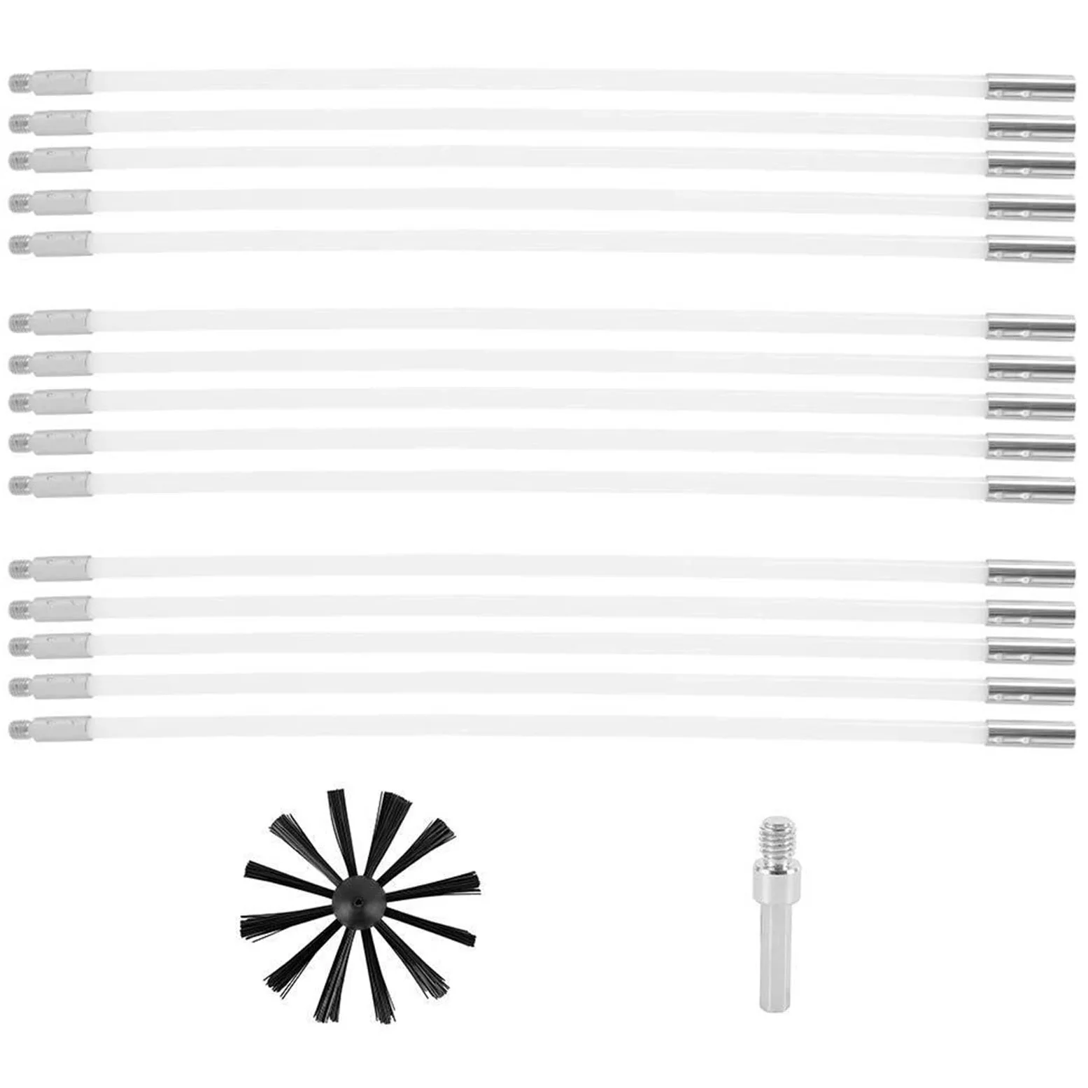 Kit per La Pulizia del Condotto Dell'essiccatore, Spazzola per Scovolino in Nylon per Caldaia A Camino con Aste Flessibili 6/9/12/15/18, Parete Interna Tubolare Pulita del Camino