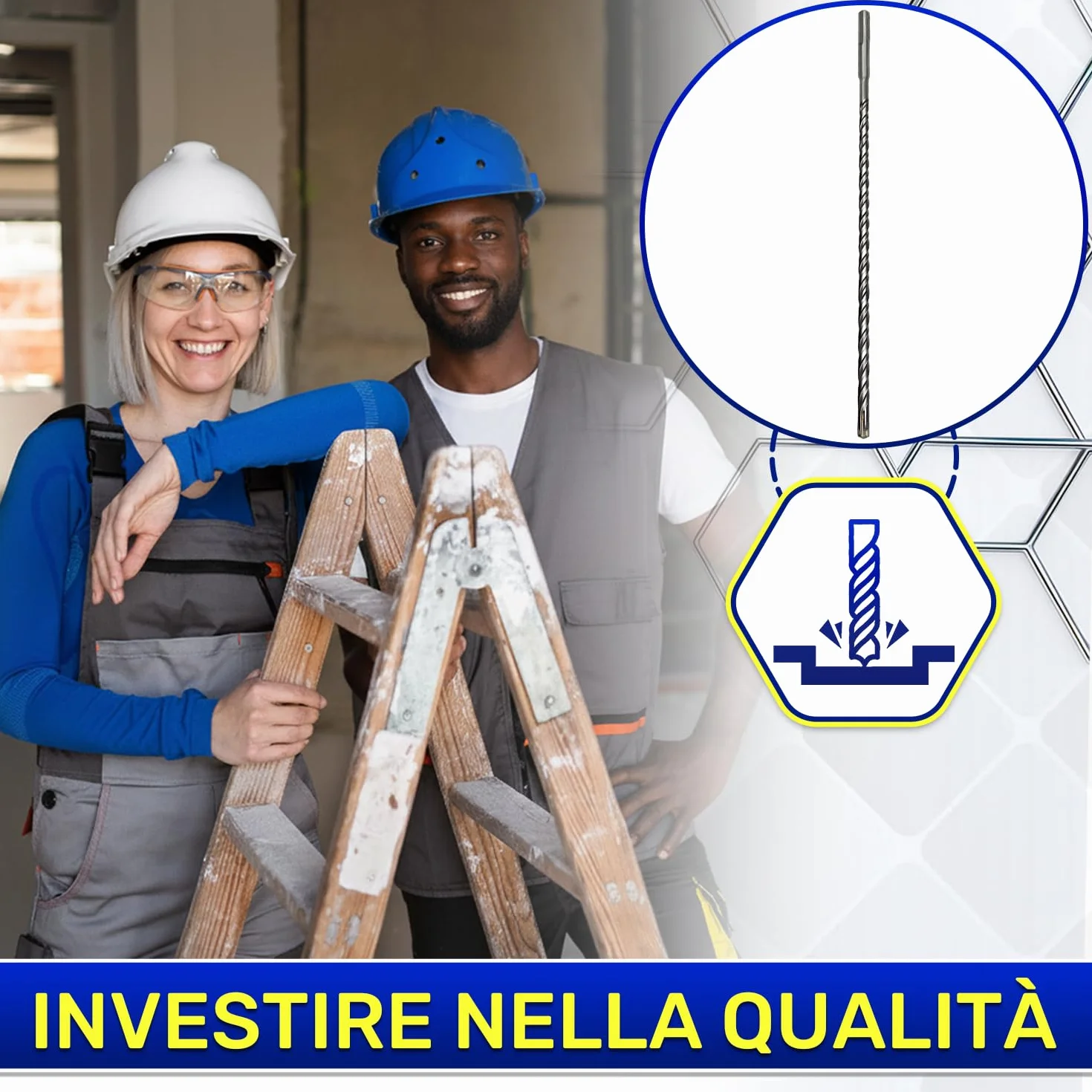 Punta Trapano Muro SDS Plus Ø 8 mm x 310 mm Acciaio Carburo di Tungsteno MONTERAL