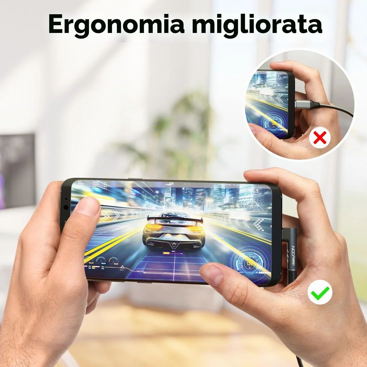 deleyCON Adattatore Audio USB-C su Jack 3,5 mm - per Cuffie, Musica, Chiamate e Microfono - Compatibile con Smartphone, Tablet, Headset e Speaker - per iPhone 17/16/15, iPad, Galaxy S25/S24/A16/A56