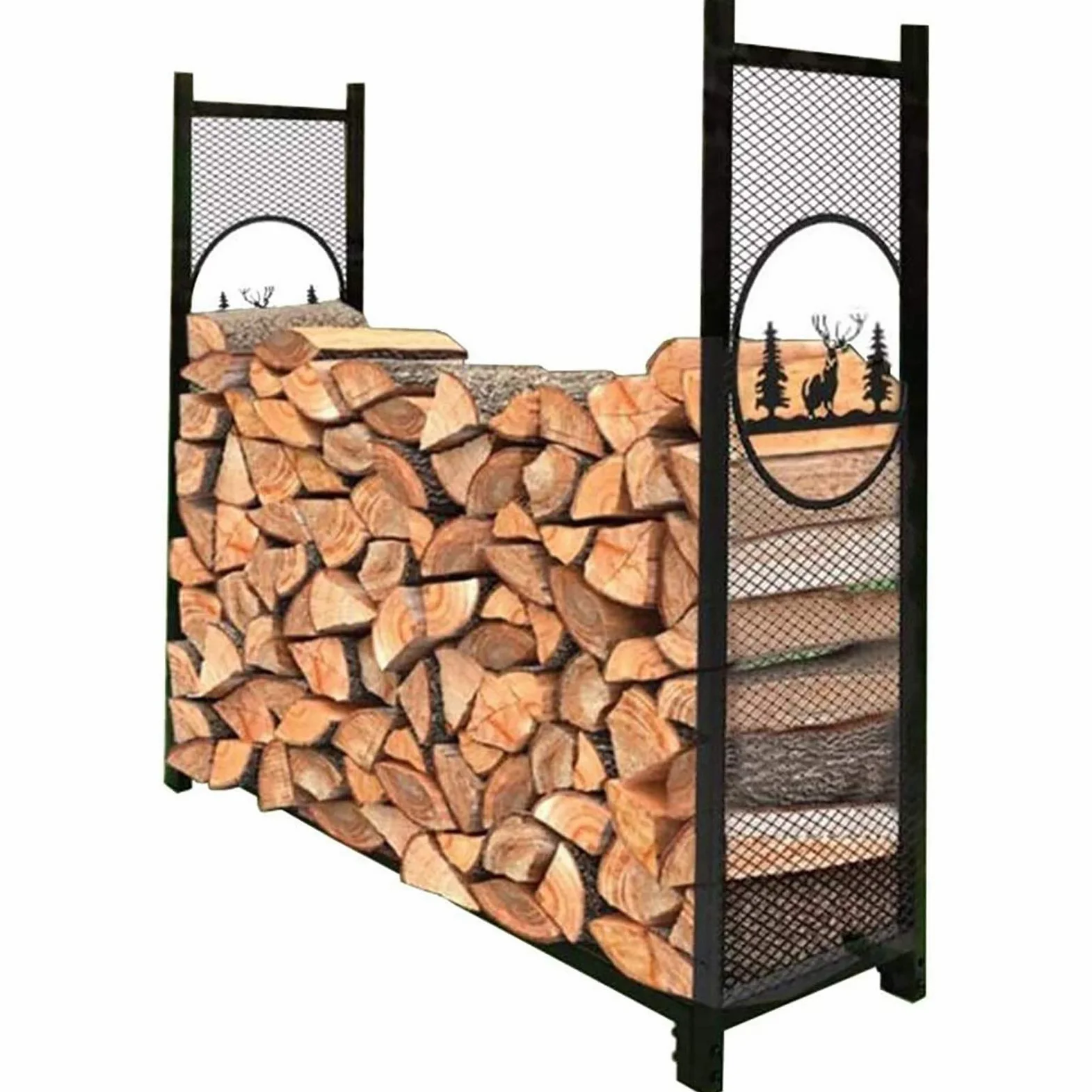 Portalegna da Esterno da 4 Piedi, Grande e Robusto portalegna Rustico, Supporto in Metallo per Legna da ardere per Camino, Patio, terrazza, Giardino, Alto 50 Pollici