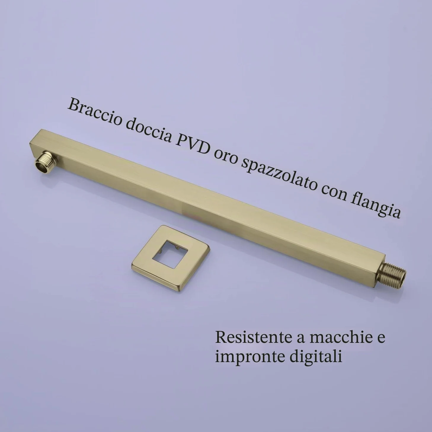 Braccio doccia da 40,6 cm, estensore per soffione doccia a pioggia con flangia e nastro in teflon, in acciaio inossidabile spesso, per soffione doccia a pioggia (oro spazzolato)