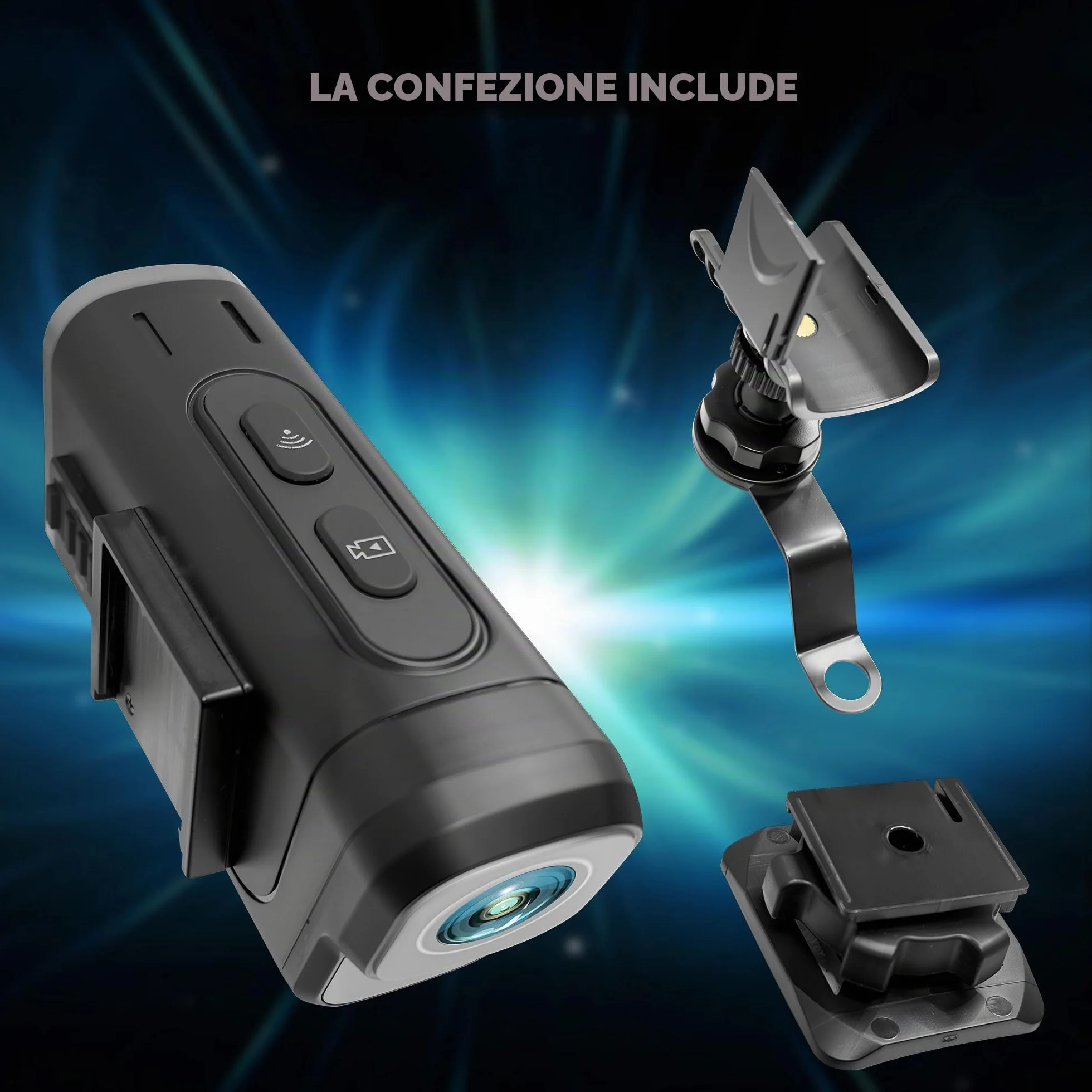 Dashcam Moto 4K+1080P, Doppia Telecamera, Impermeabile IP65, F2,2 Visione Notturna, Action Cam Moto con WiFi GPS, Mini Telecamera con HDR & APP Per Bicicletta