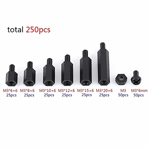 M3 Nylon Male Female Hex Spacer Standoff Screw Nut Assortment Kit, Mounting Hardware for Circuit Board
