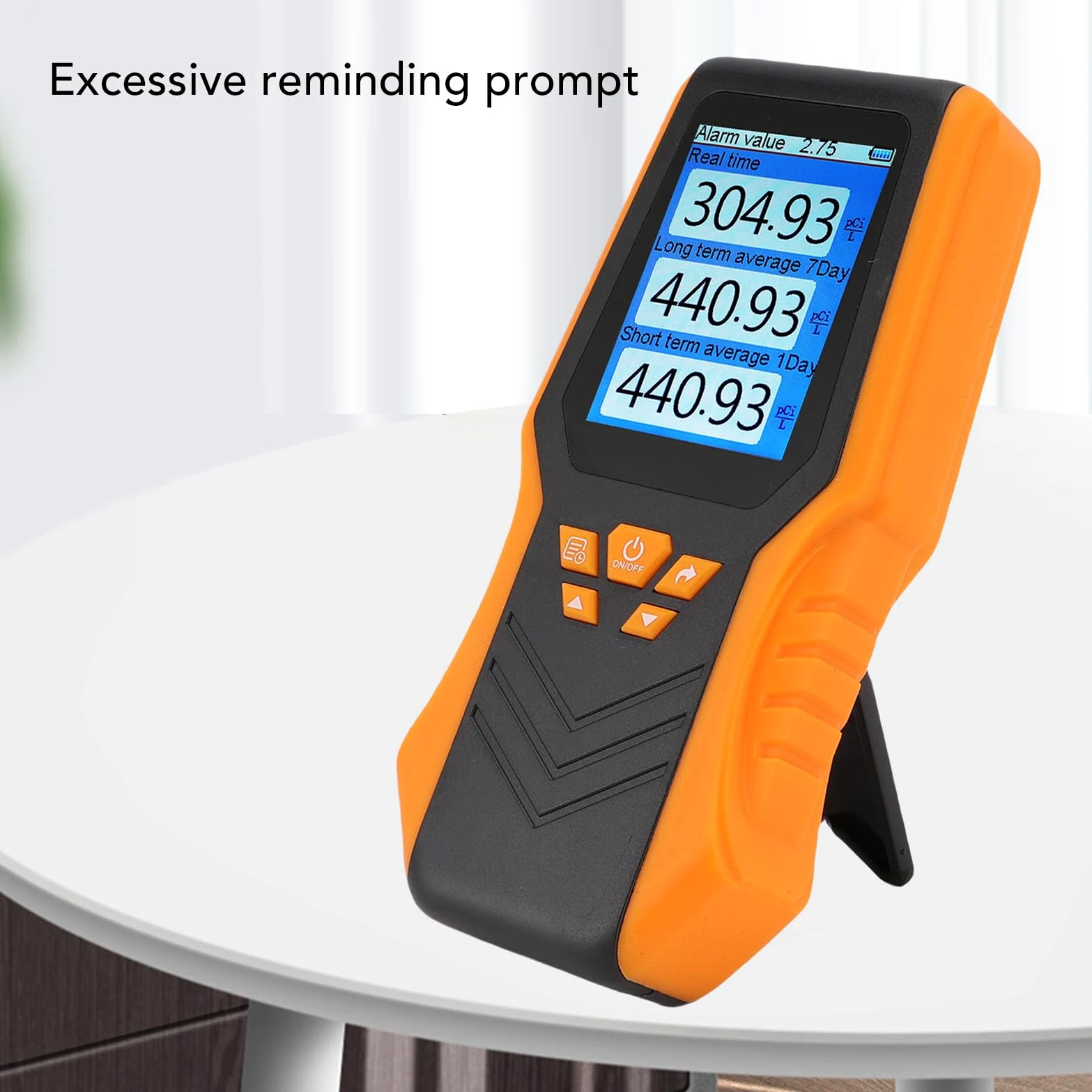 Rilevatore di radon portatile in tempo reale, display LCD medio a breve termine, kit per test del radon, per casa, ufficio, seminterrato, materiale ABS, cavo USB incluso