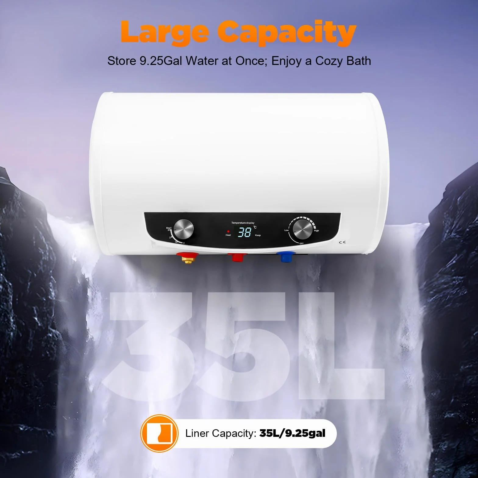 Serbatoio acqua calda da 50 l, 2 kW, scaldabagno orizzontale, scaldabagno elettrico, 220 V