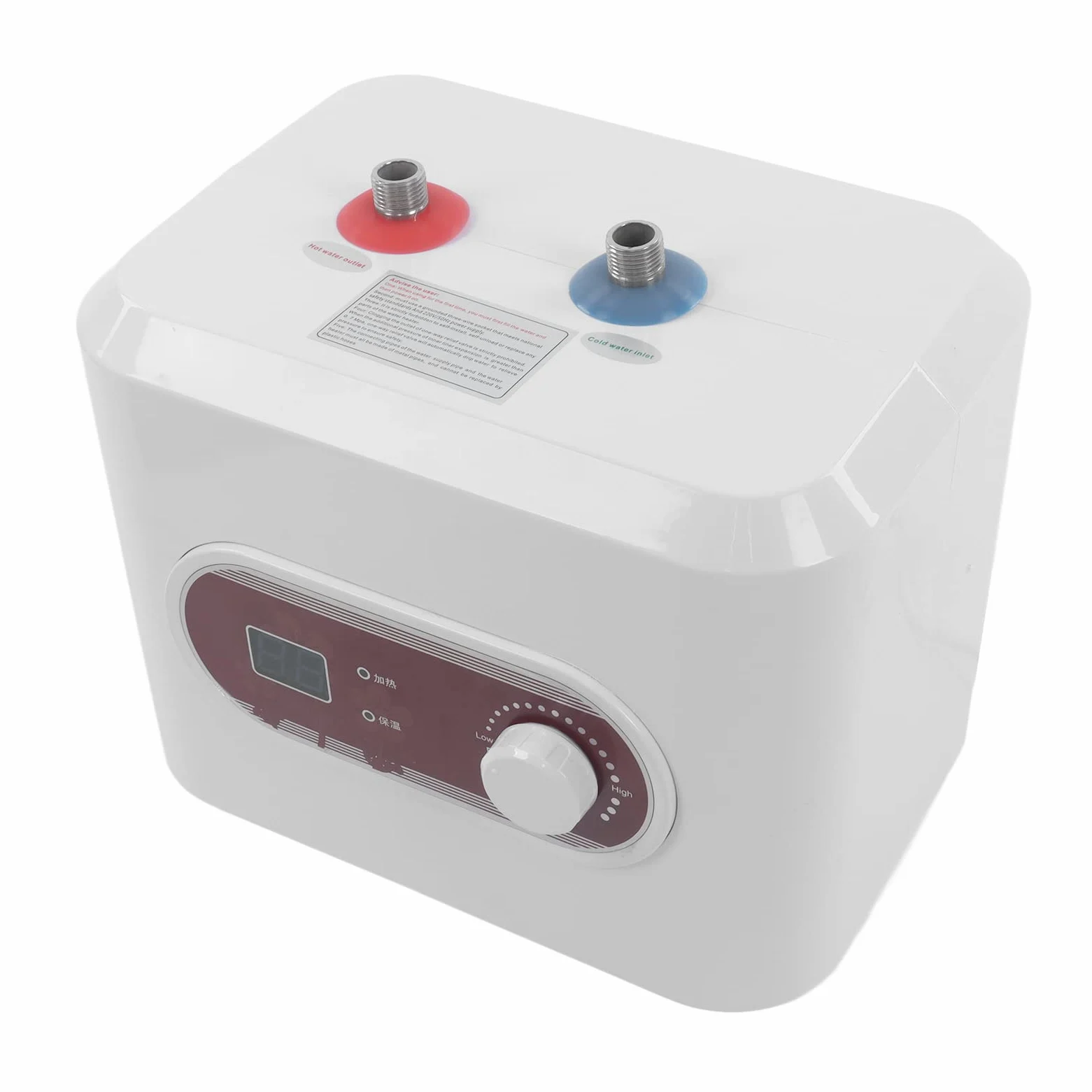 Fdit Scaldabagno Elettrico 8L, Mini Boiler con Controllo della Temperatura, | Riscaldamento in Acciaio Inox 316, Scocca ABS, 30-65℃, 0,02 MPa, Uso Domestico Compatto