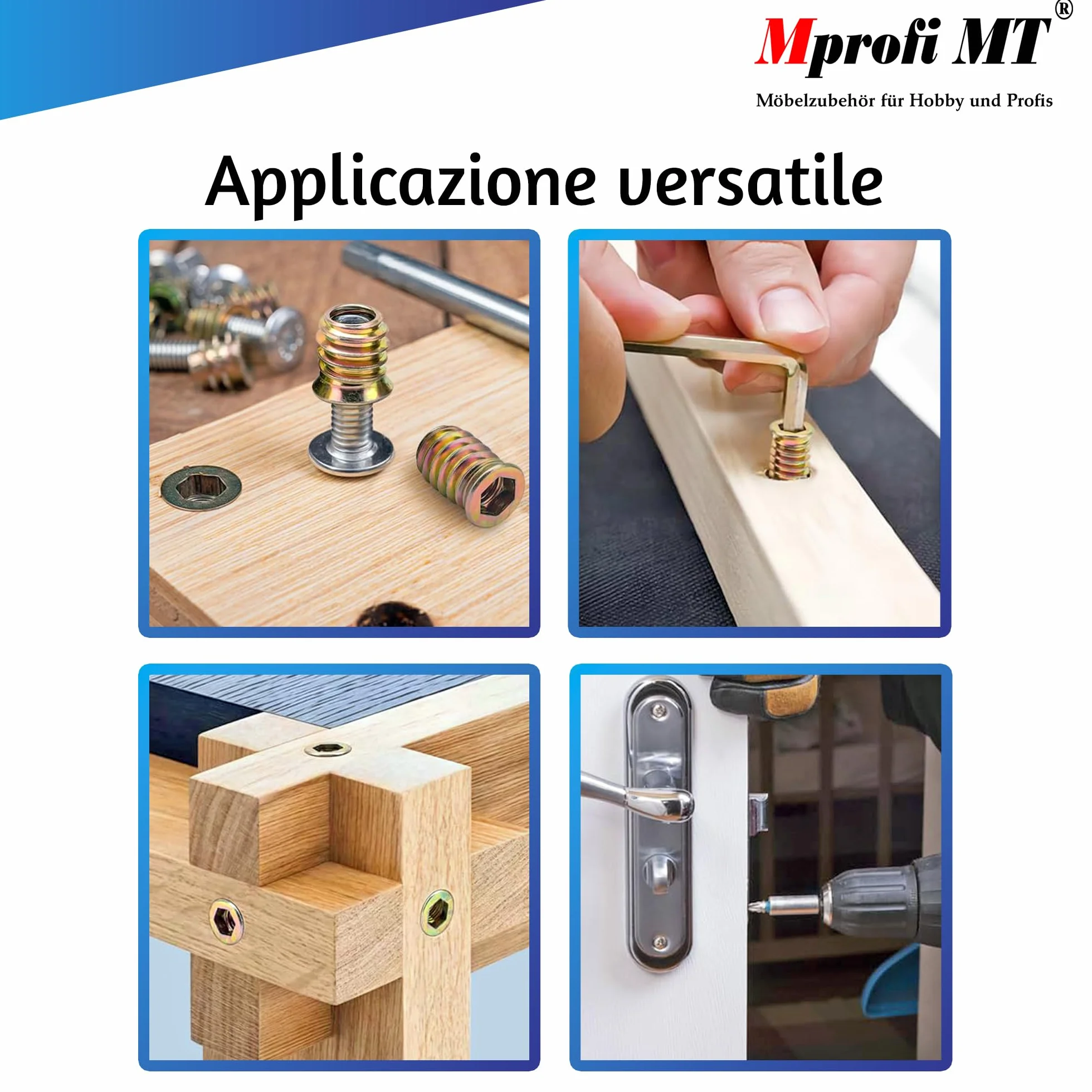 Mprofi MT® Dado Esagonale Inserti M10 x 20mm Inserti Filettati per Mobili in Legno
