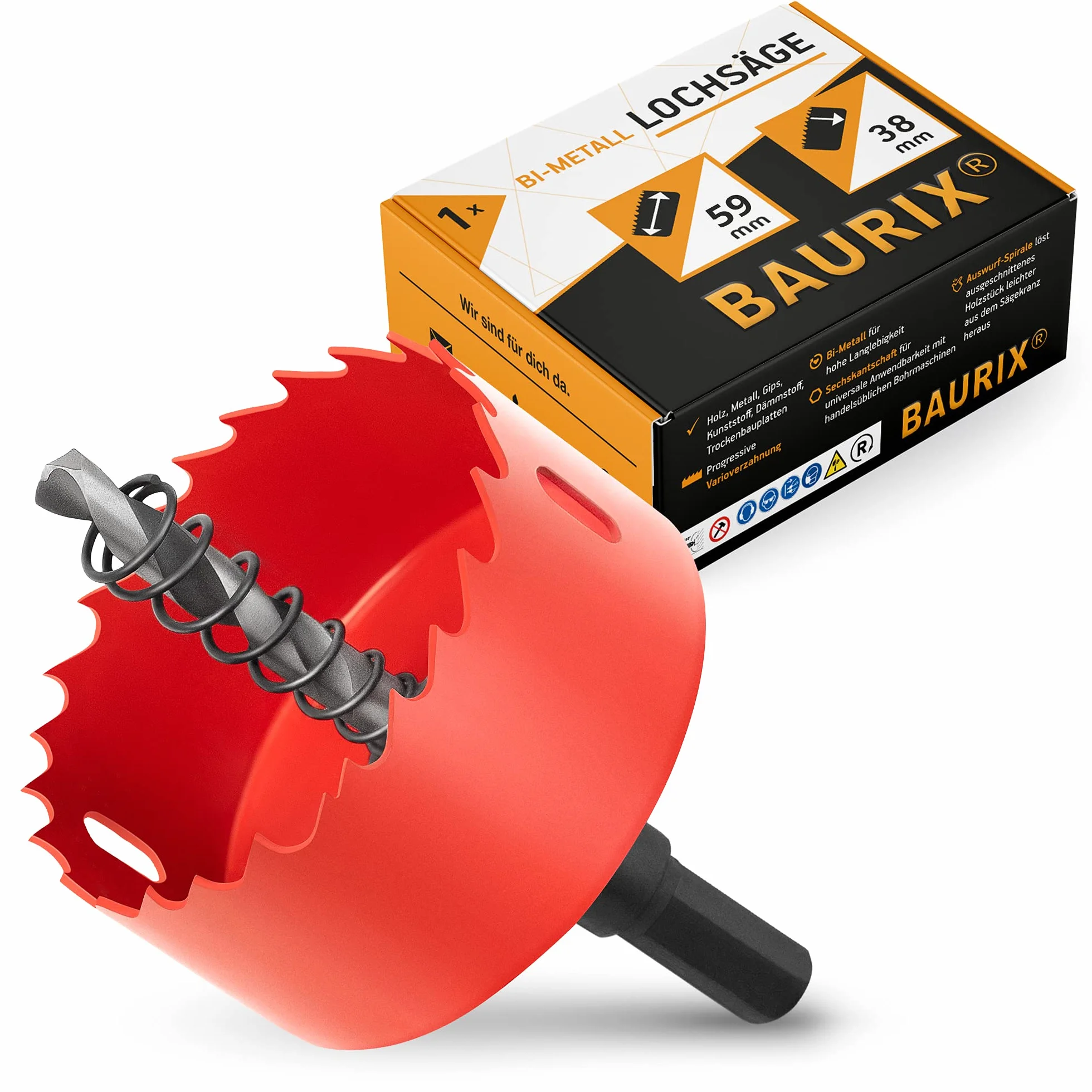 BAURIX® Sega a Tazza bi-metallica 59mm Fresa per metallo legno PVC plastica