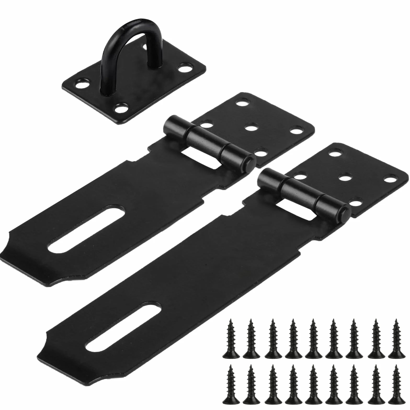 Lucchetto Hasp in Acciaio Inox 127 mm/106 mm per Armadietti Cancelli Capannoni Nero