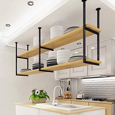 Scaffale da soffitto per vino, libreria sospesa, mensole galleggianti per bar, camera da letto, cucina, supporto per piante da parete
