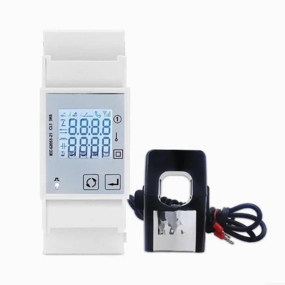 Contatore di corrente su guida DIN monofase RS485 contatore di energia | RS485 Comunicazione, monofase, esterno per ct, monitoraggio solare PV, dati in tempo reale