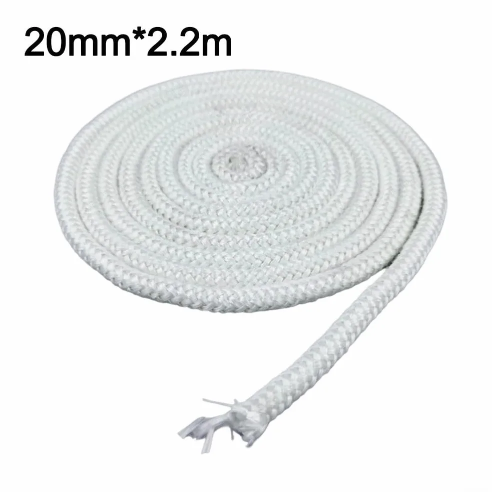 Corda per stufe/Wizard, Corda sigillante in fibra di vetro bianca, apparecchi riscaldamento resistenti alle alte temperature, dimensioni multiple(20mm*2.2m)