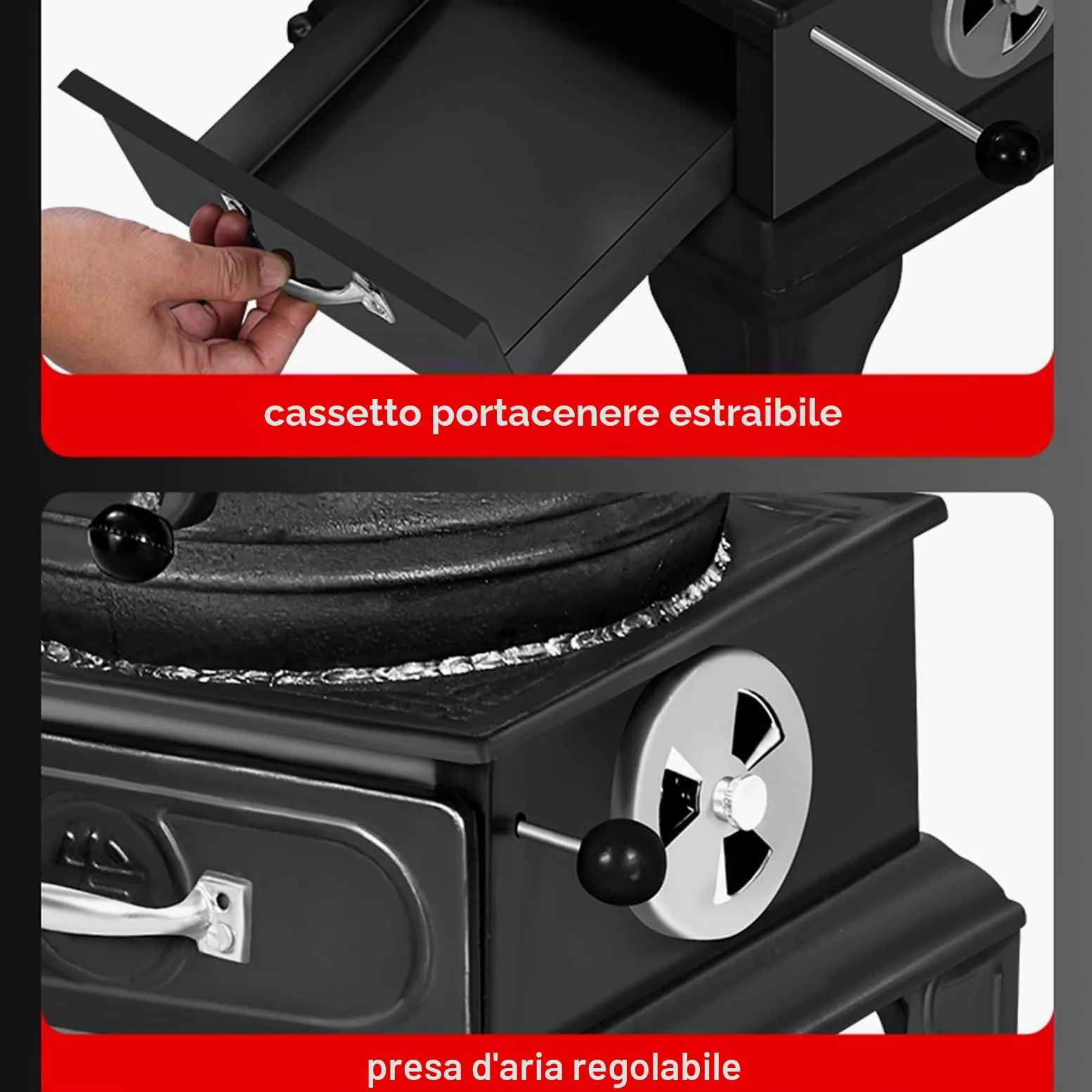 Stufa a Legna In Ghisa Piccola si Riscalda Rapidamente Senza Fumo Saldatura Completa Stufe a Legna da Interno, Adatto per Riscaldamento e Cottura