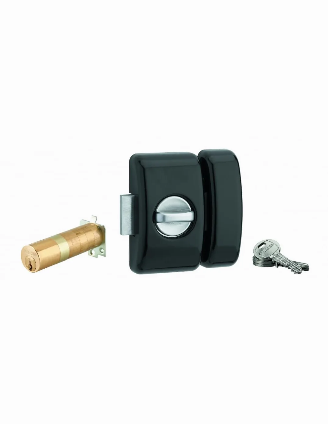 THIRARD - Serratura Universale a Pomello Regolabile - Cilindro in Ottone 35-80 mm - Acciaio Nero - 3 Chiavi - Sicurezza Domestica - Porta d'Ingresso - Pomello/Cilindro - Nero