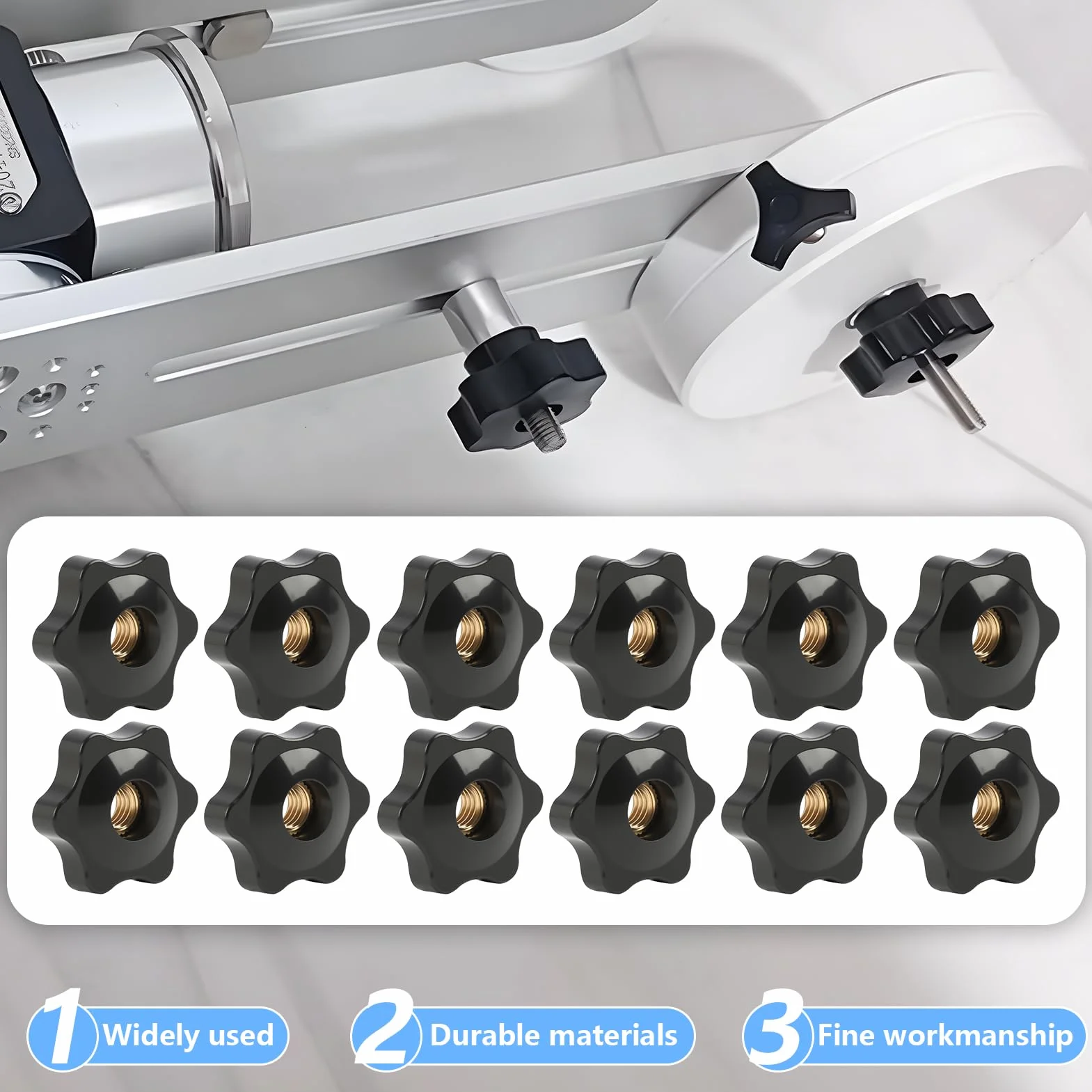 Dado a stella M8 × 32 mm – Bottone a farfalla in plastica e ottone – Fissaggio manuale antiscivolo