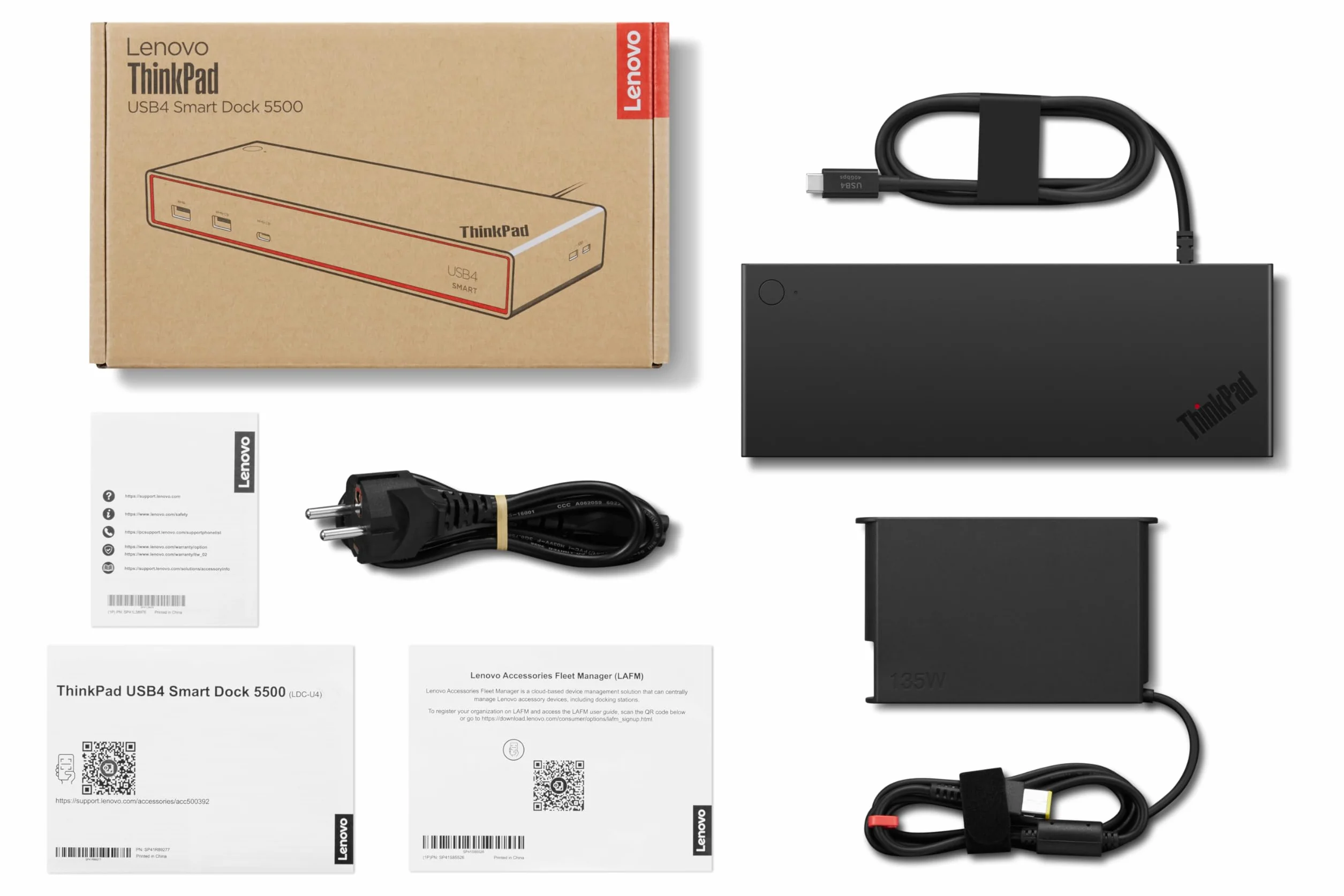 Lenovo ThinkPad USB4 Smart Dock 5500 con alimentatore 135W, dock USB4 40Gbps con 2xDP 1.4 HDMI 2.1, 4xUSB-A Gen2, 2xUSB-C Gen2, GbE, PD 3.1