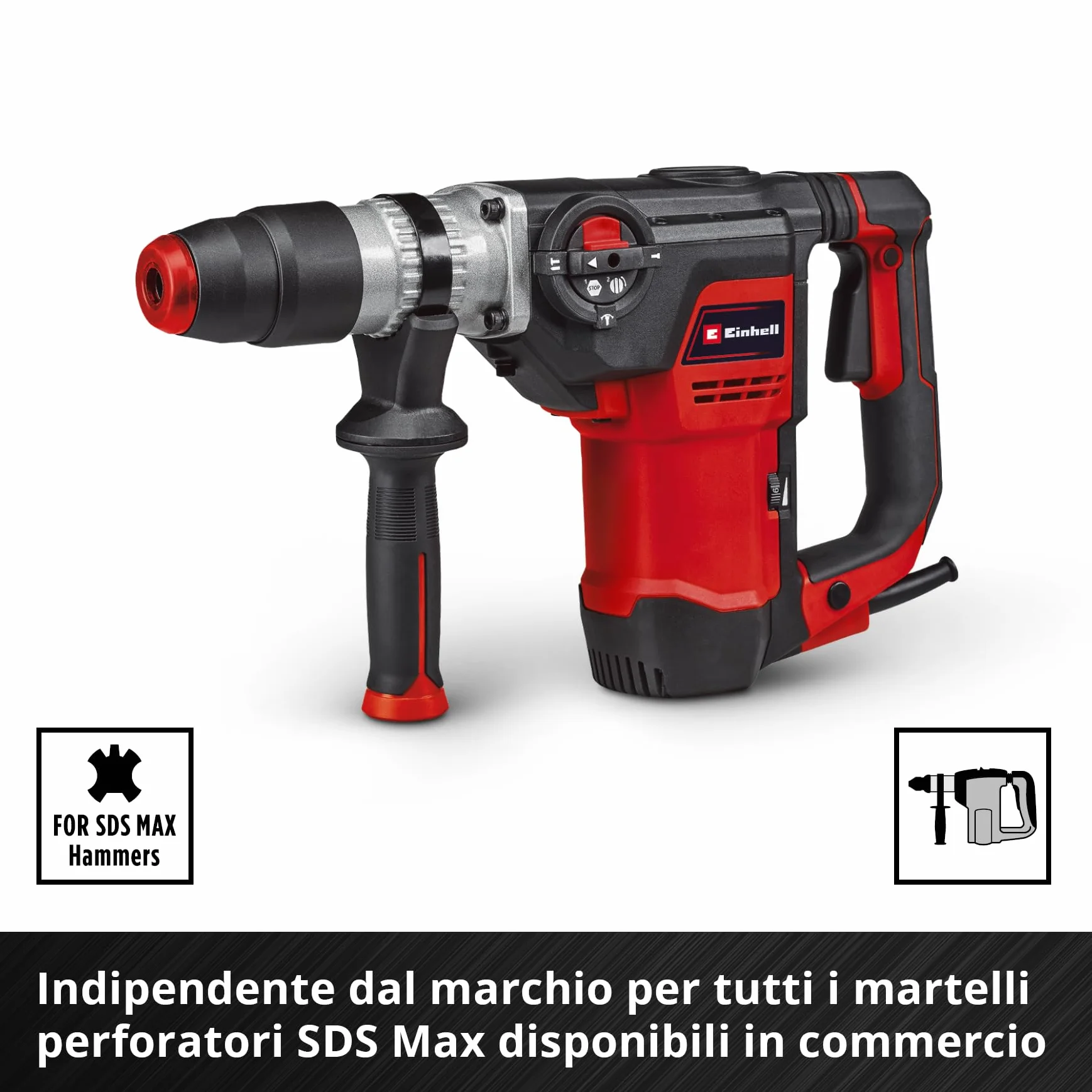 Originale Einhell set di scalpelli SDS Max da 3 pezzi, 400 mm (scalpello a punta, scalpello piatto da 25 mm, scalpello a vanga da 40 mm, acciaio 40 Cr, per lavori di demolizione e ristrutturazione)