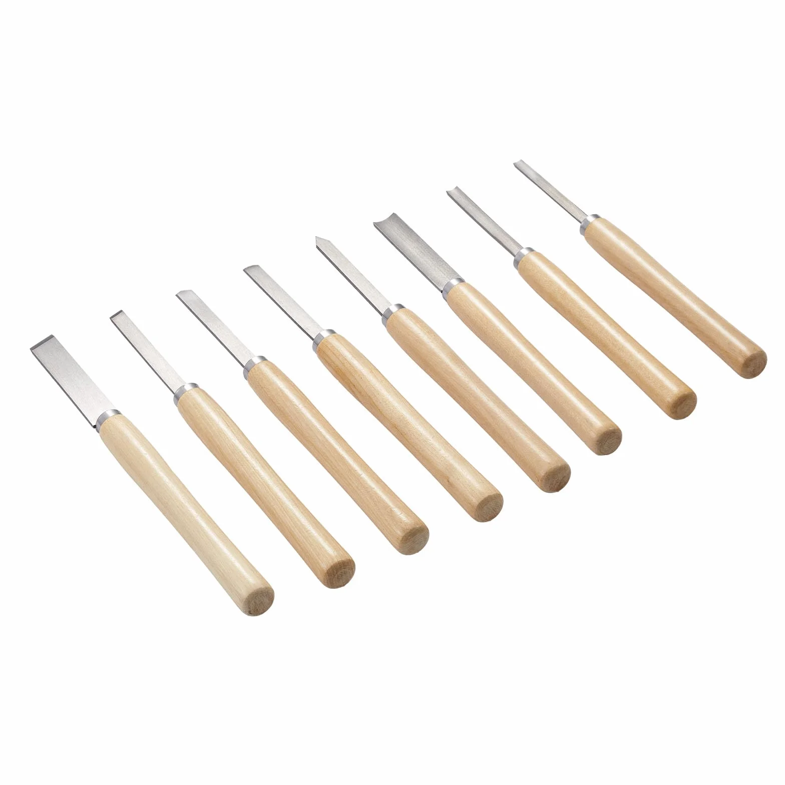 VEVOR Set di Utensili per Tornitura per Legno 8 pezzi, Set di Scalpelli per Tornio Lama in Acciaio al Carbonio, Strumenti per Tornitura Lavorazione del Legno Fai da te