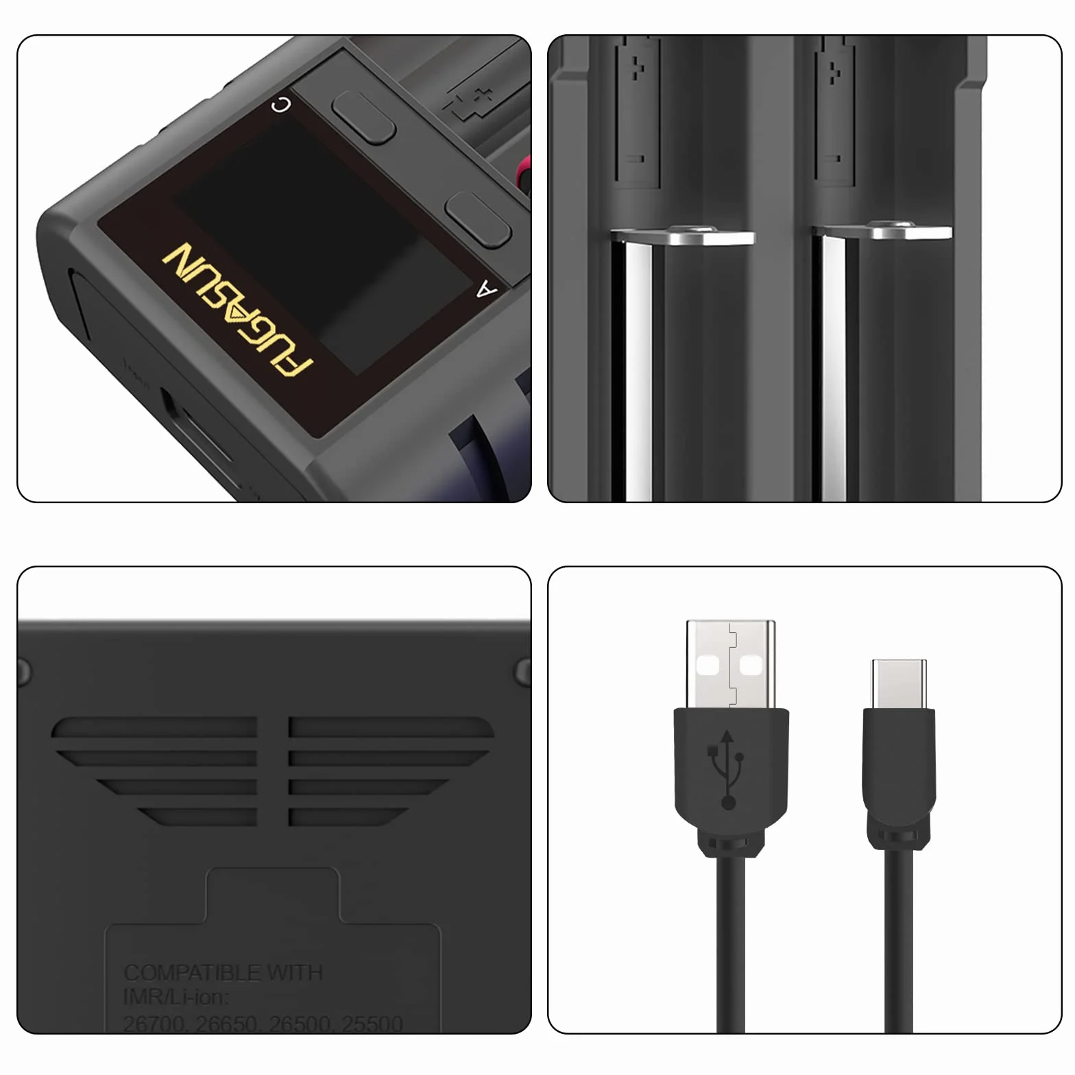 21750 21700 Caricabatterie,LCD intelligente 21750 18650 Caricabatterie Per 18650 20700 22700 26650 26700 16340 (RCR123) 17500 17650 17670 Batteria Ricaricabile con Scheda di Protezione PCB
