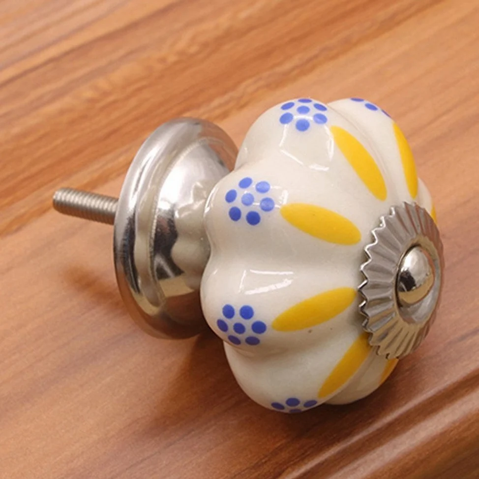 5 Pomelli Rotondi in Ceramica Dipinti a Mano Fai-da-Te - Pomelli per Porte in Ceramica - Maniglie per Cassetti per Armadi - Pomelli per Mobili per Bambini per Bambini Decorativi (Stile 2)