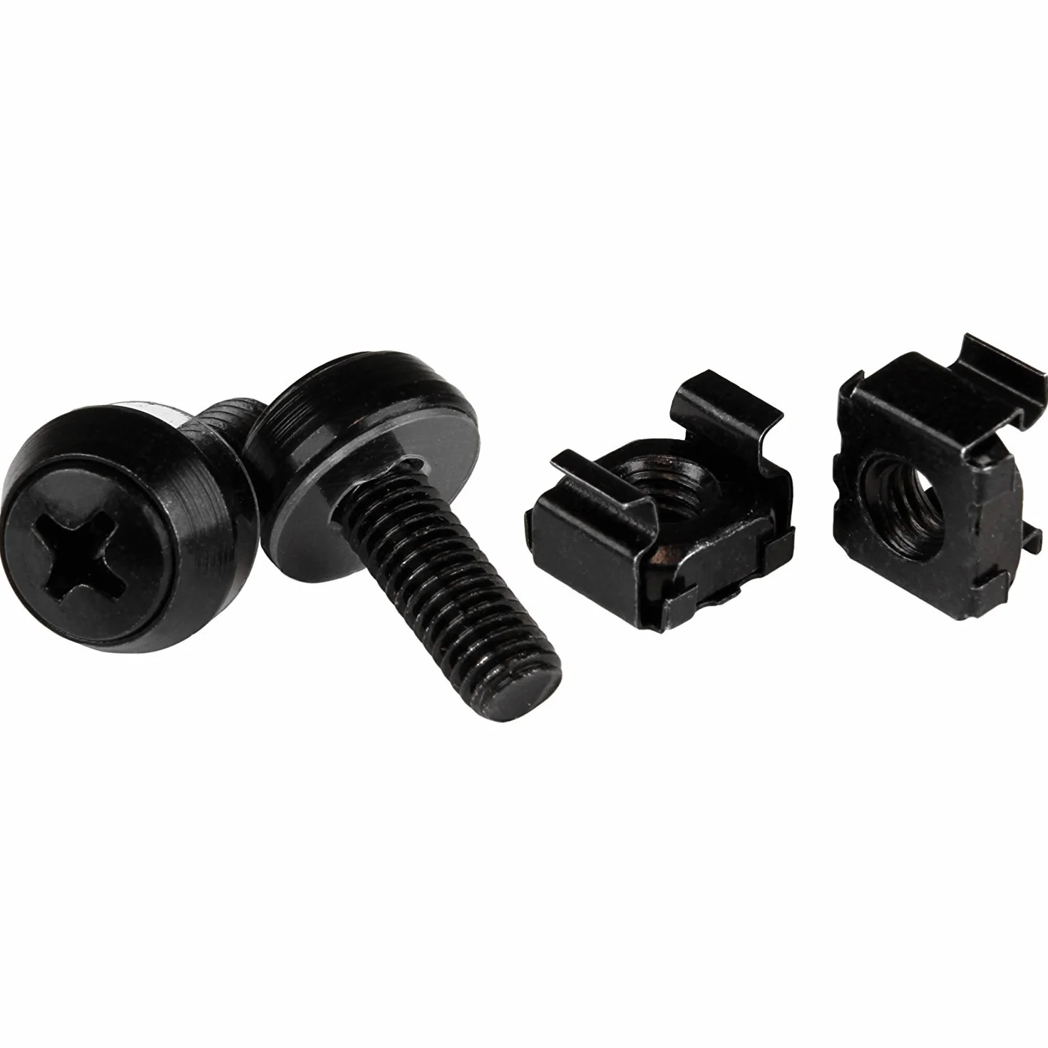 StarTech Viti e Dadi in Gabbia per Rack 19" e 10" con Fori Quadrati, Kit M6 12mm, Nero, Confezione da 50