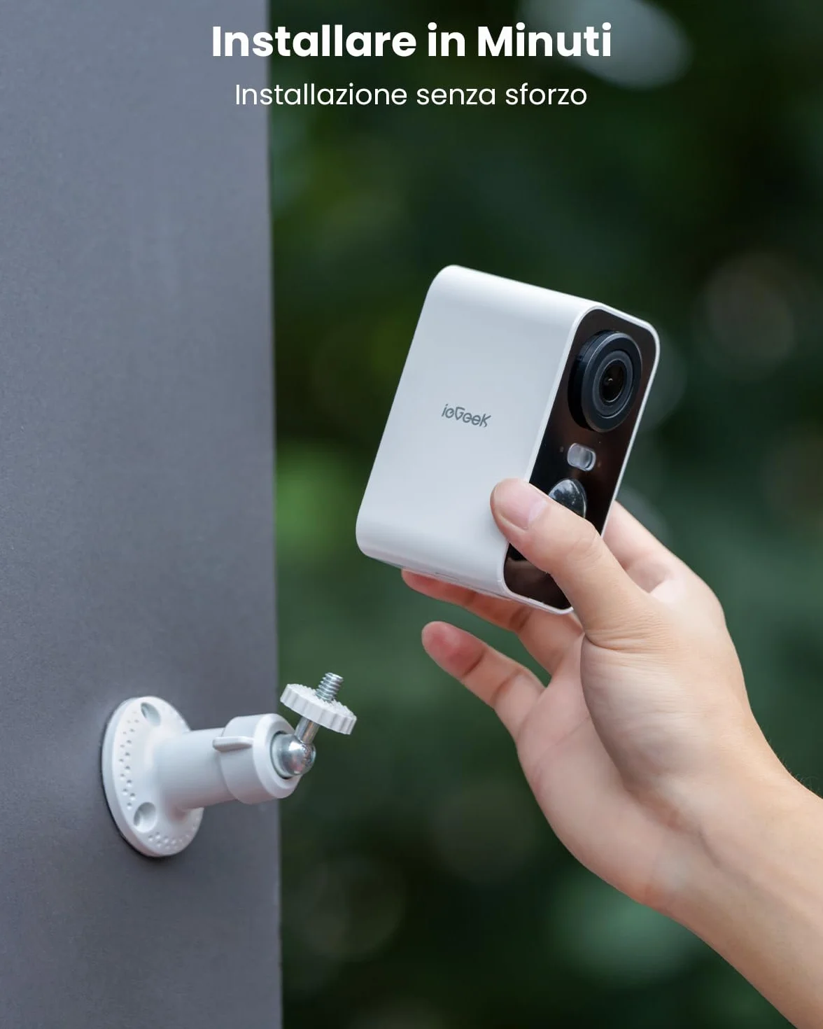 ieGeek 2K Telecamera Wi-Fi Esterno/Interno Senza Fili Batteria, Faro e Allarme Integrato, Visione Notturna a Colori, Rilevamento Movimento PIR, 2 Vie Audio, SD/Cloud Archiviazione, 2,4GHz WiFi, IP65