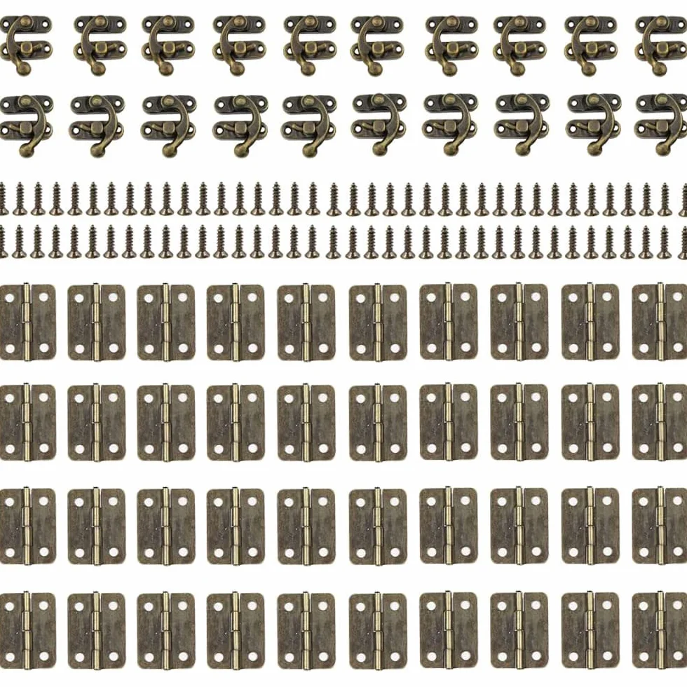 Ganci Antichi Hasp Chiusura Legno, Cerniere Scatola Con Viti, 60 Pezzi, Tonalità Bronzo