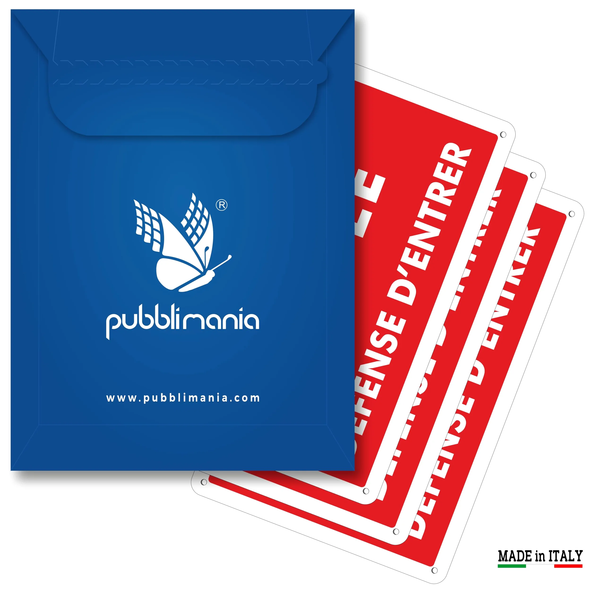 Pubblimania 3 PROPRIETE PRIVE - DEFENSE D'ENTRER panneau plaque en métal aluminium, épaisseur 3 mm avec 4 trous (Lot de 3 Cm 30x20)