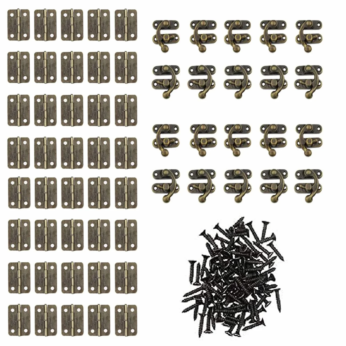 Bronzo Hasp Antico Legno 40 Pezzi Cerniere Per Scatola Con Viti Artigianato Retrò Scatole Regalo