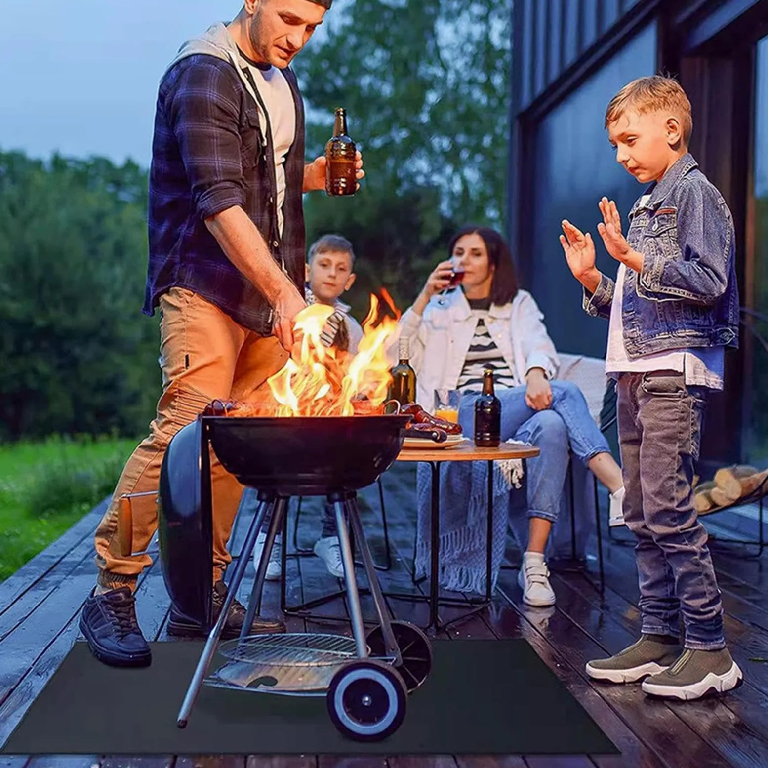 Tappeto Di Protezione Per Resistente Alle Fiamme Tappeto E Stuoia | Forma Rettangolare per Interno Esterno Focolare Braciere Terrazza Patio Cortile Prato Giardino Campeggio Soggiorno