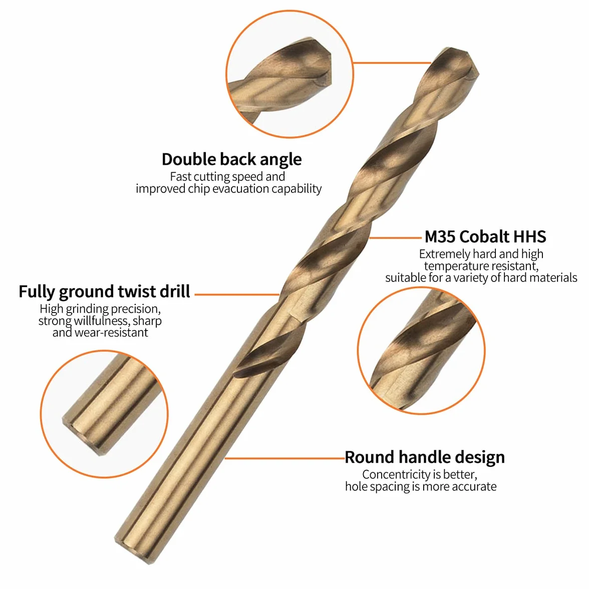 Punte Elicoidali HSS-Co 2.0mm DIN 338 per Acciaio Inox e Metallo 10pcs